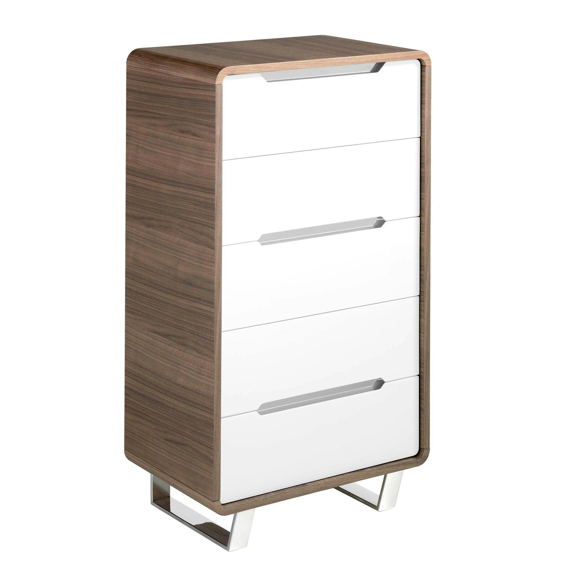 Angel Cerdá White Chiffonier Wood, Walnut And Chromed Steel 7111