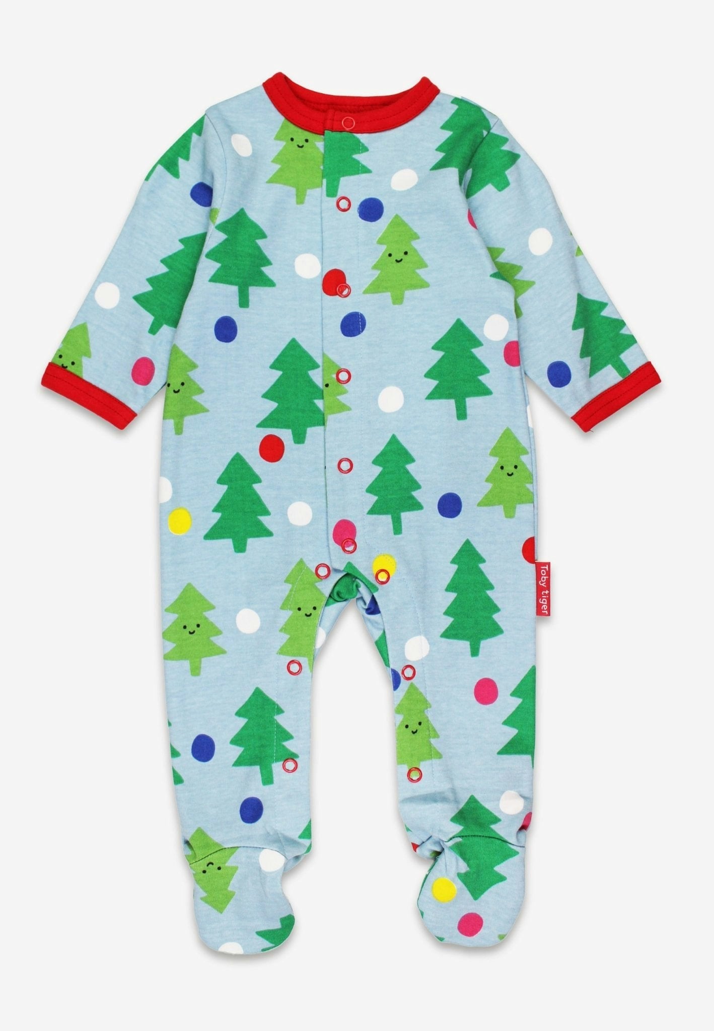 Baby 100% Cotton Christmas Tree Print Sleepsuit - - Image 4