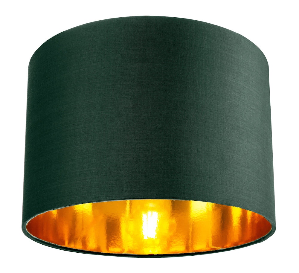 Happy Homewares Green Contemporary Cotton 10" Table/Pendant Lamp Shade With Shiny Copper Inner