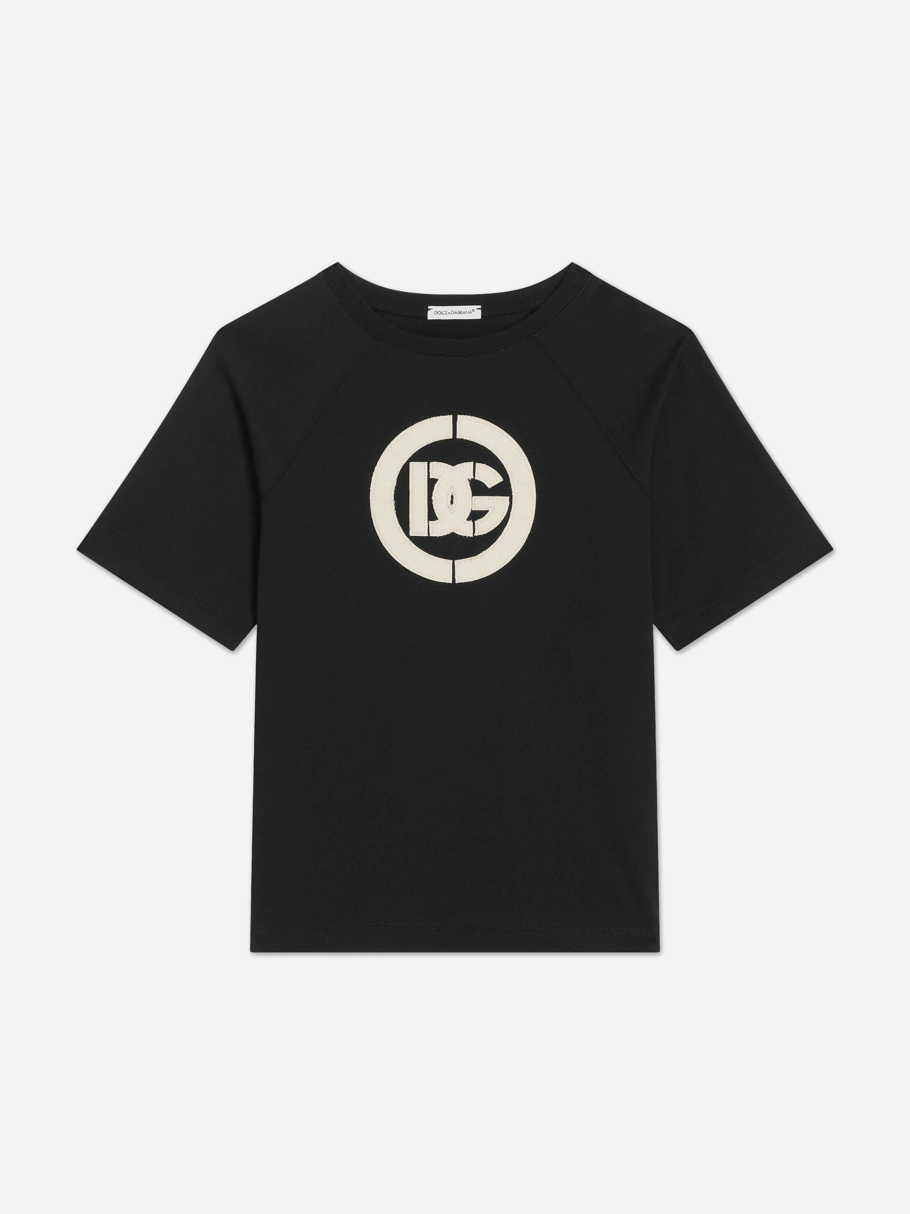 Dolce & Gabbana Kids Boys Black Dolce & Gabbana Embroidered Logo T-Shirt In - 8 Yrs