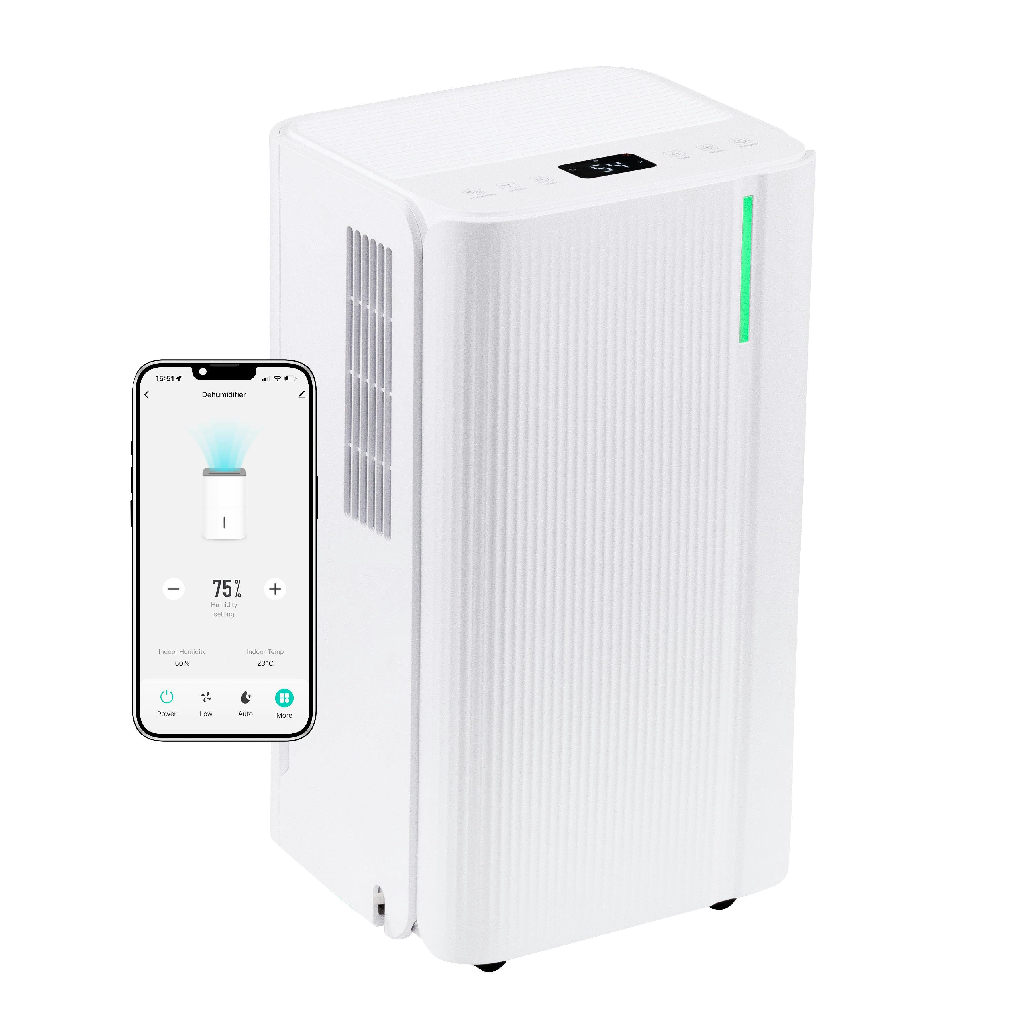 Dellonda White Baridi Dehumidifier With Digital Display & 24Hr Timer 12L - Dh147