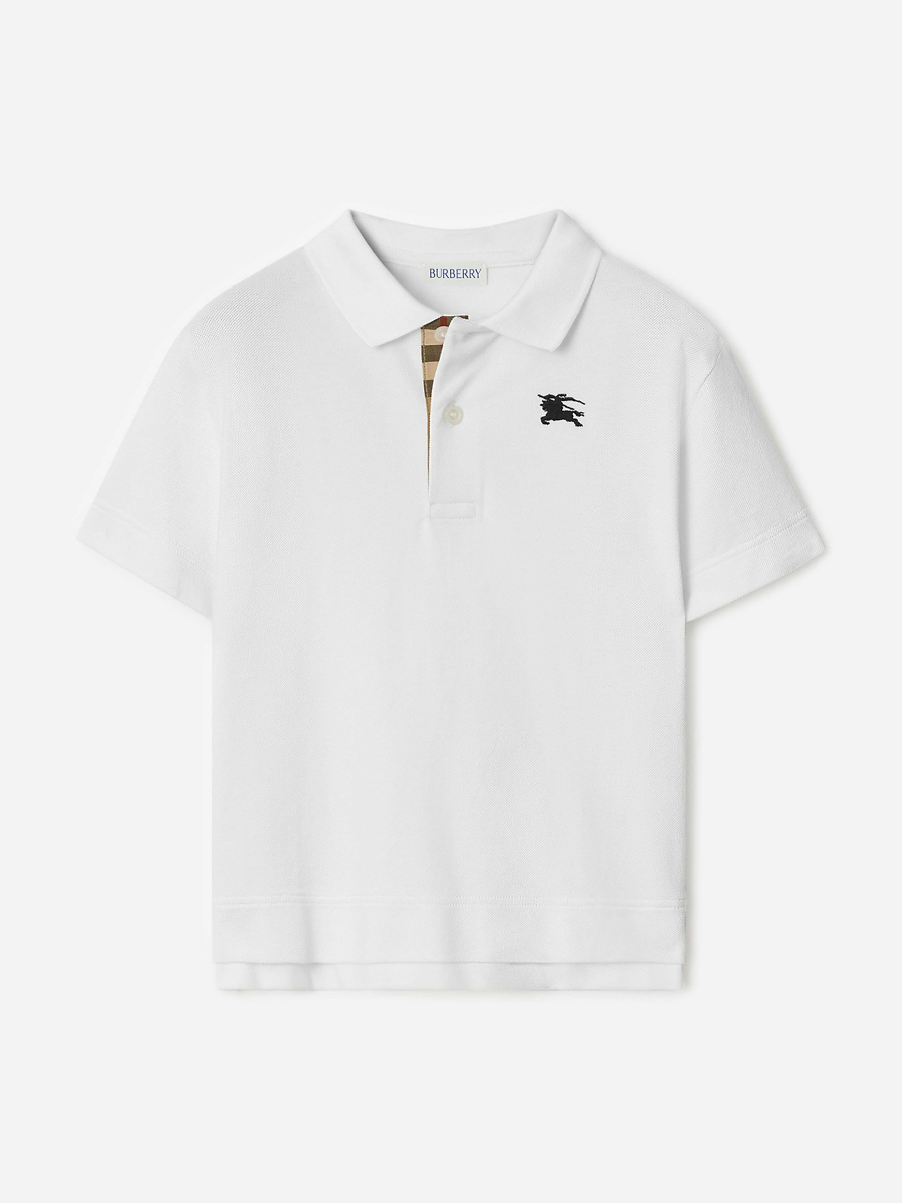 Burberry Kids Boys White Burberry Johane Ekd Polo Shirt In - 14 Yrs