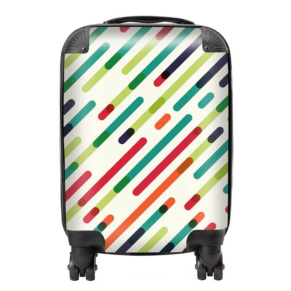 Warren Reed Coloured Diagonal Abstract Pattern Suitcase - Mini Cabin