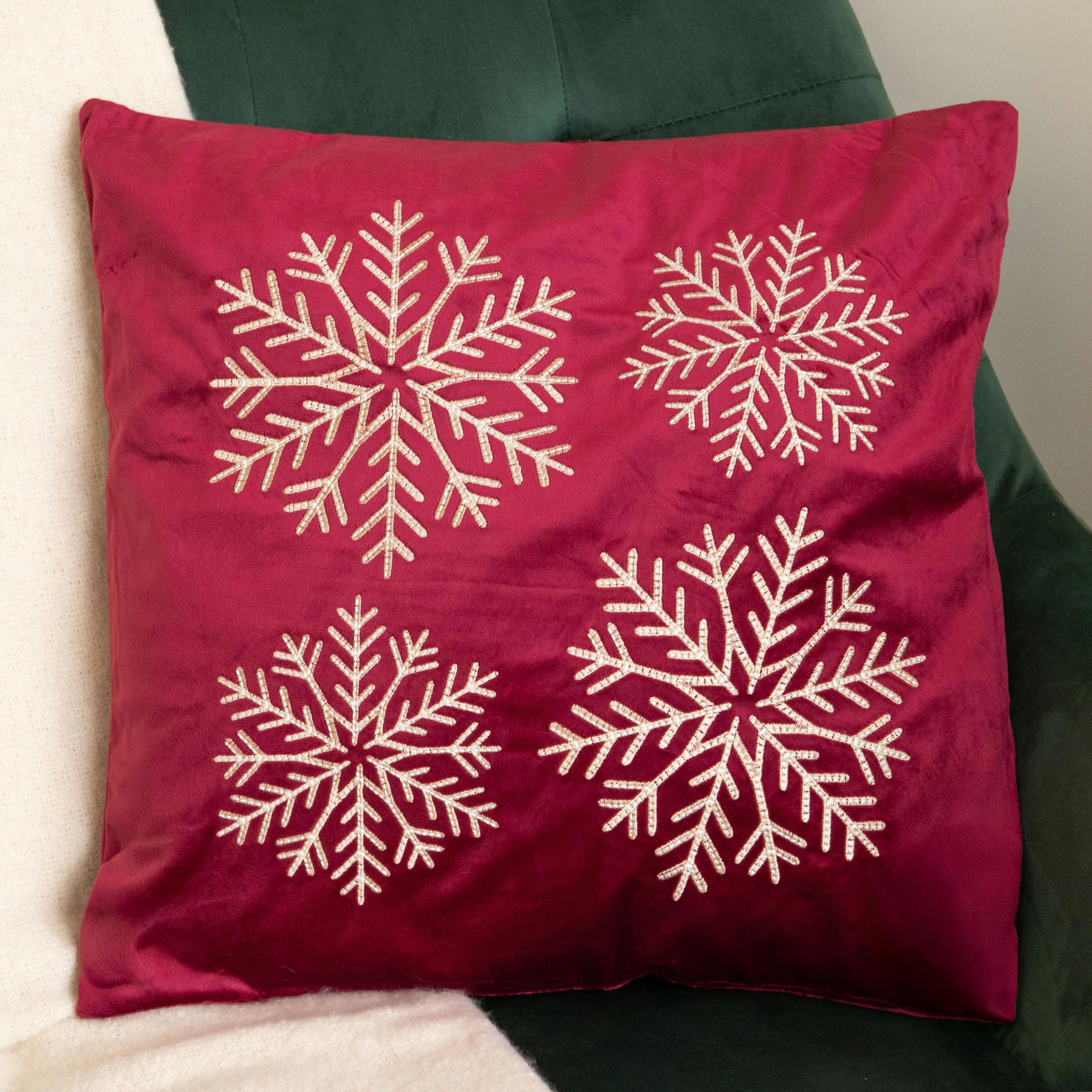Rackhams Burgundy/Gold 44Cm & Snowflake Soft Christmas Cushion
