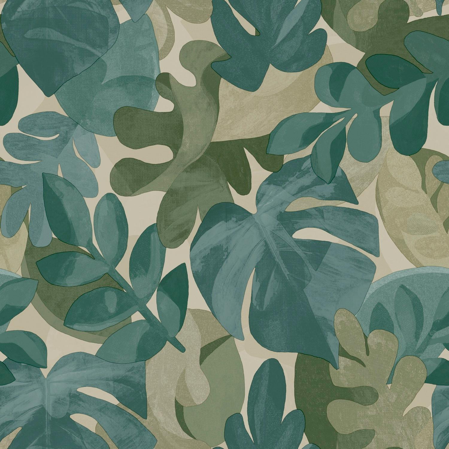 Grandeco Boutique Retro Leaf Wallpaper - Green - Image 2