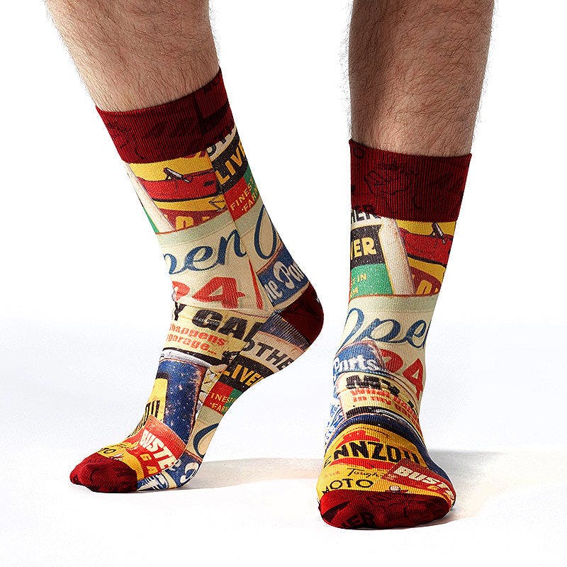 Jemsox Men's Green My Garage Retro Socks | Cool Style & Chill Fit