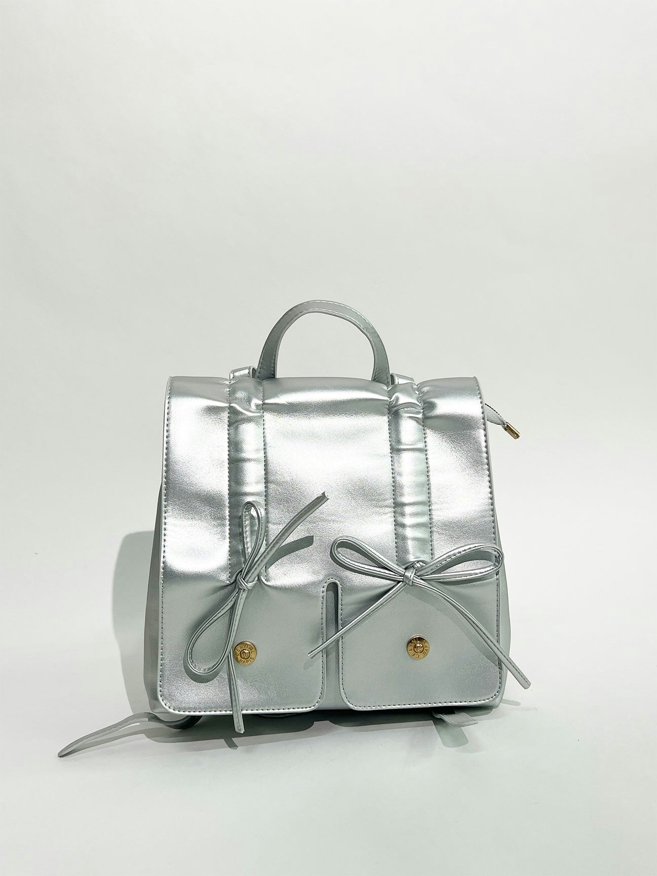 SVNX Womens Bow Backpack - Silver - Grey - One Size - Drawstring Opening - Image 6