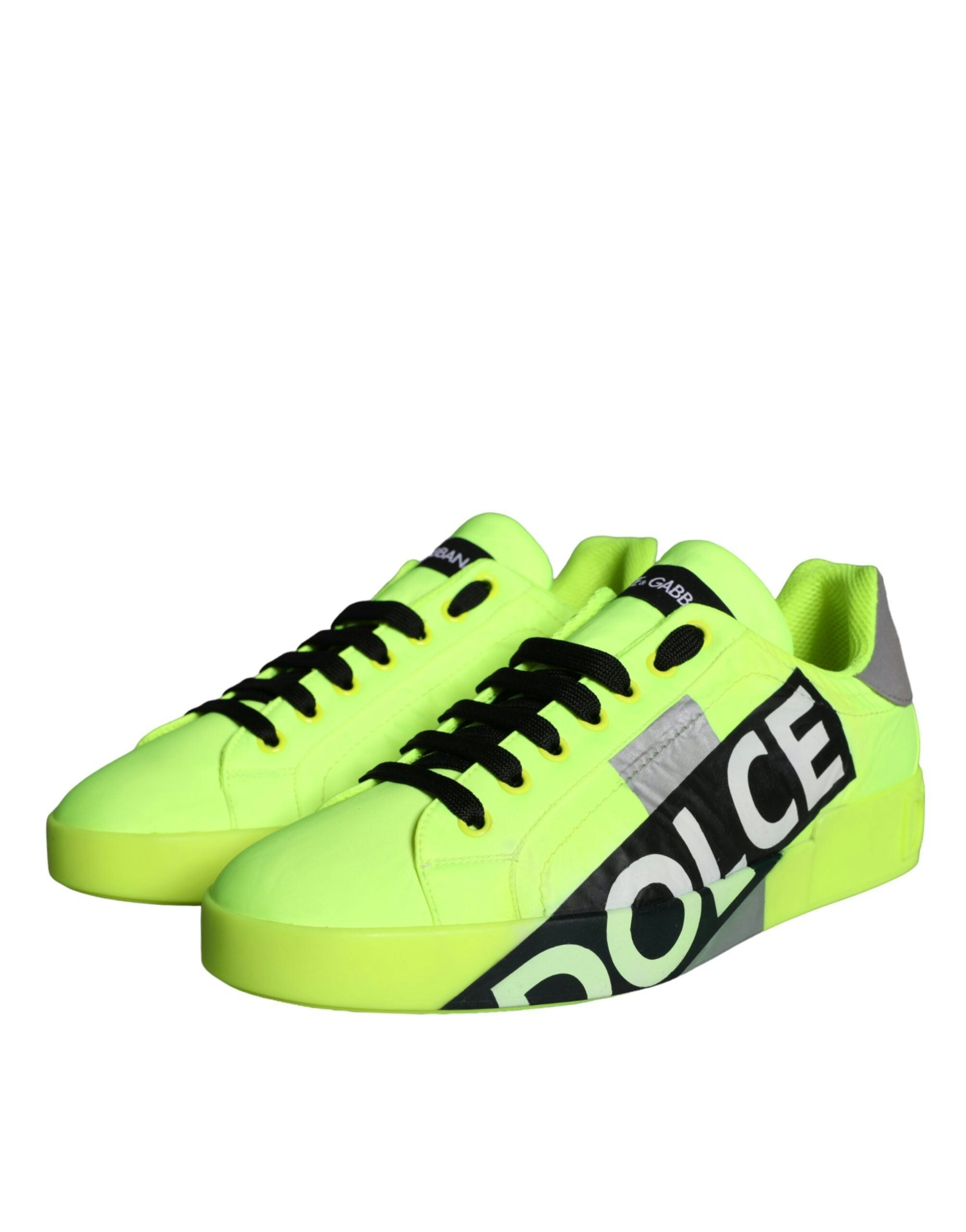 Dolce & Gabbana Men's Green Portofino Neon Sneakers For - Size 40 Eu