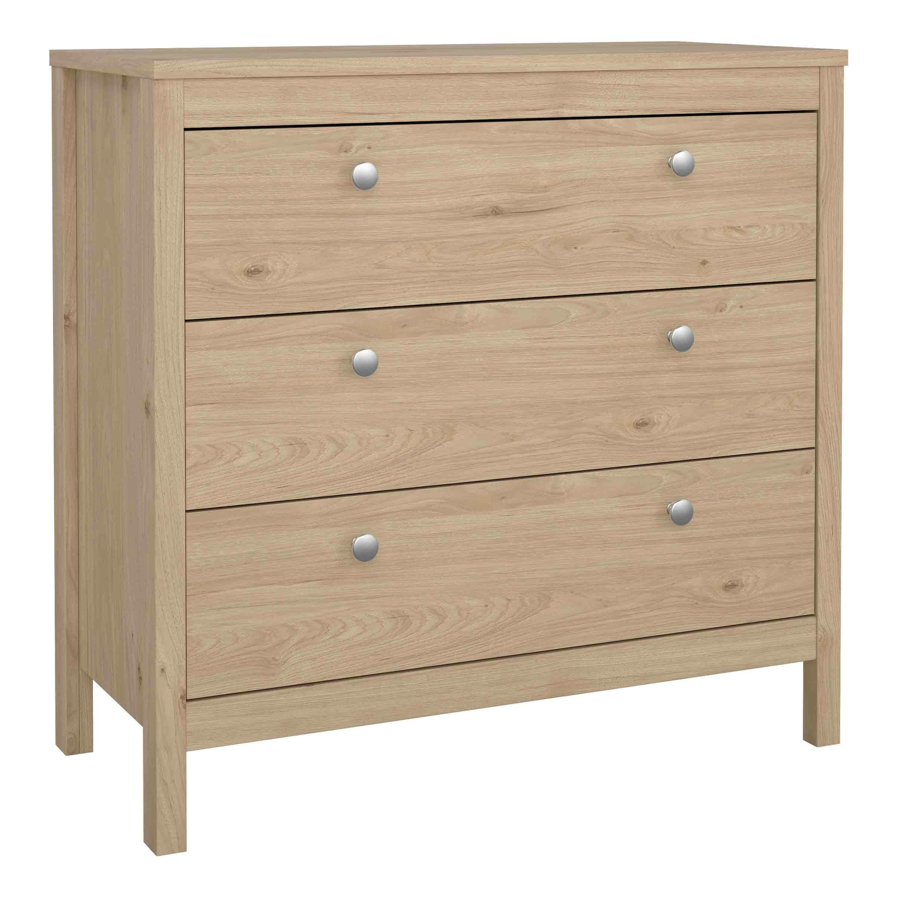 Rackhams Madrid Chest 3 Drawers In Jackson Hickory Oak - Oak - Matt - Melamine