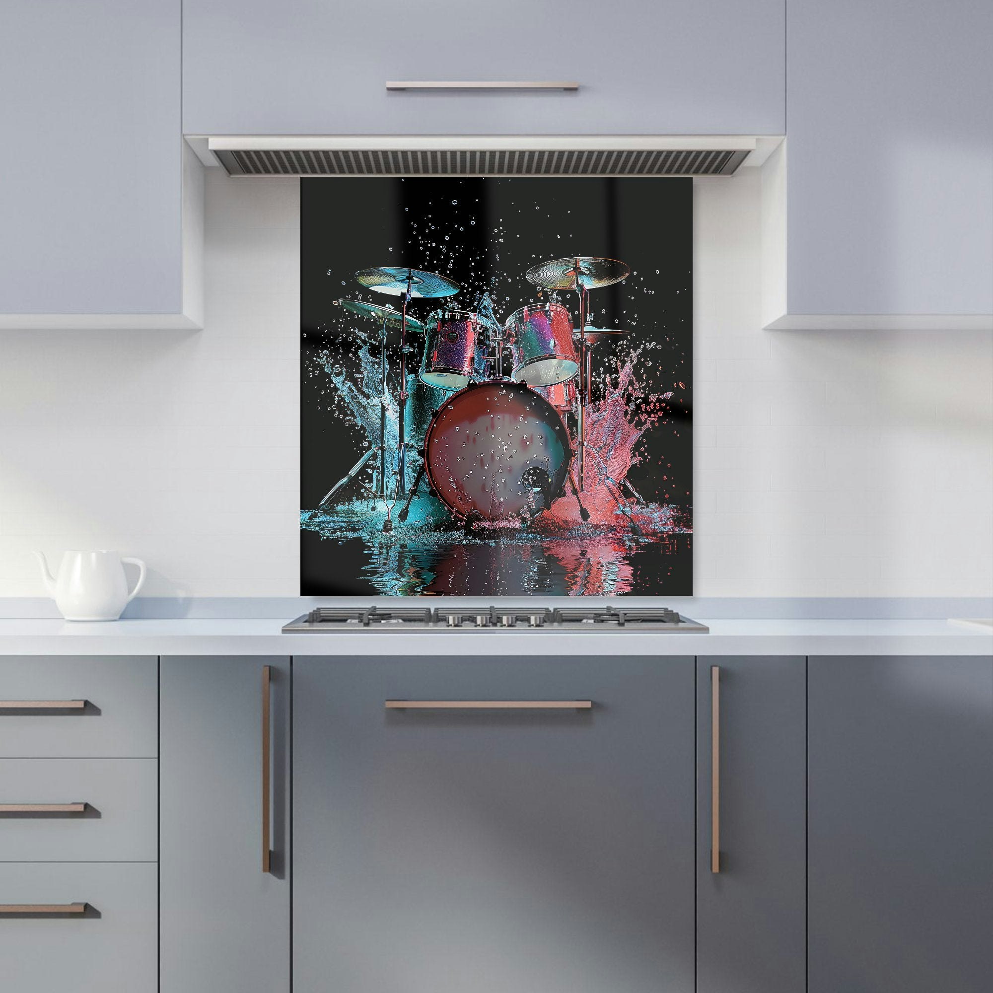 Warren Reed - Designer Rhythm In Splashing Drums Kitchen Splashback - W700mm X H650mm