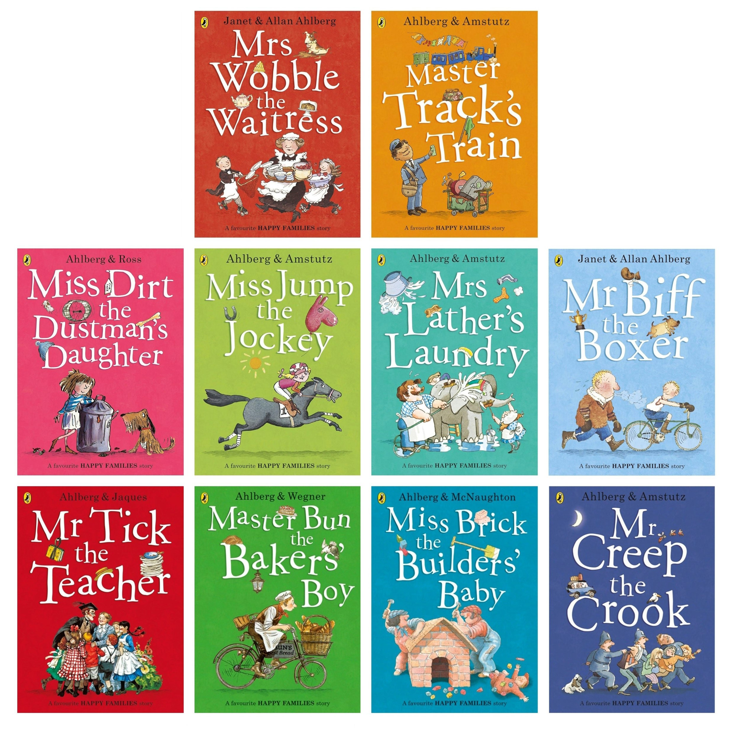 Various Publishers Boys Happy Families Stories Series 10 Books Collection Set By Allan Ahlberg (Master Bun The Baker's Miss Brick The Builder's Baby And More)