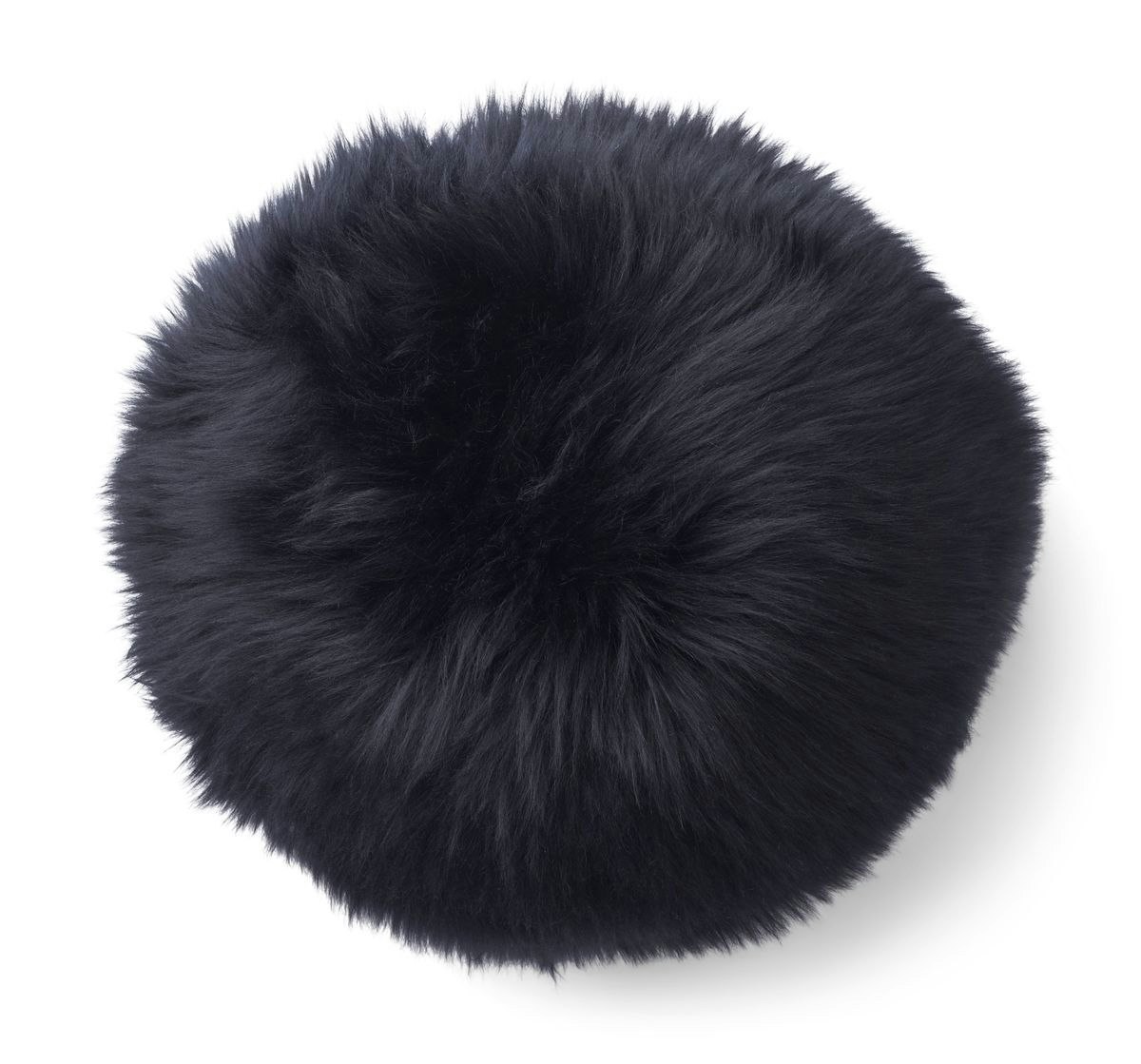 Rackhams Black Angelite Cushion | D30 Cm | D25 | D35 | Long Wool - D35 Cm