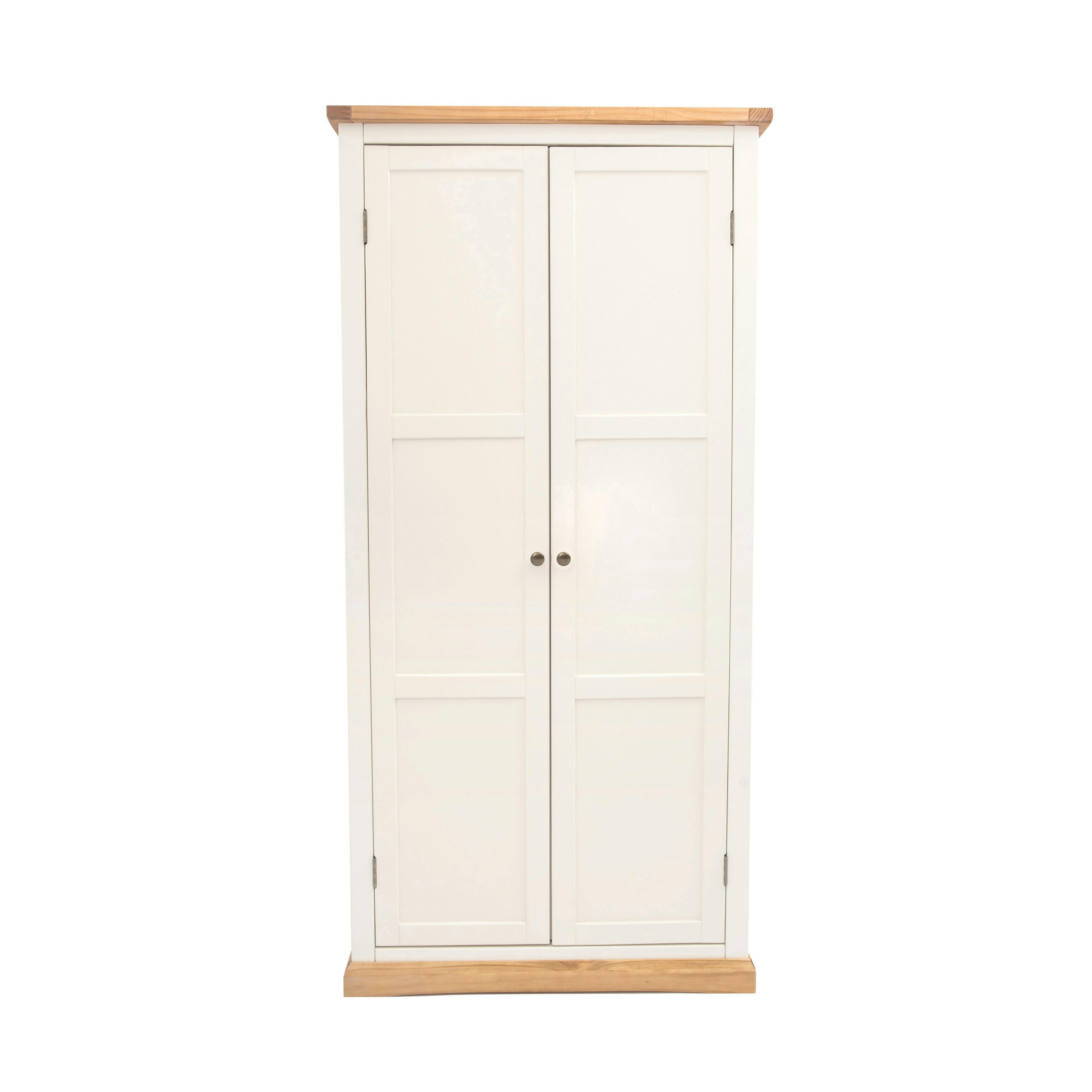Rackhams White Trevi 2 Door Wardrobe Brass Knob - Off