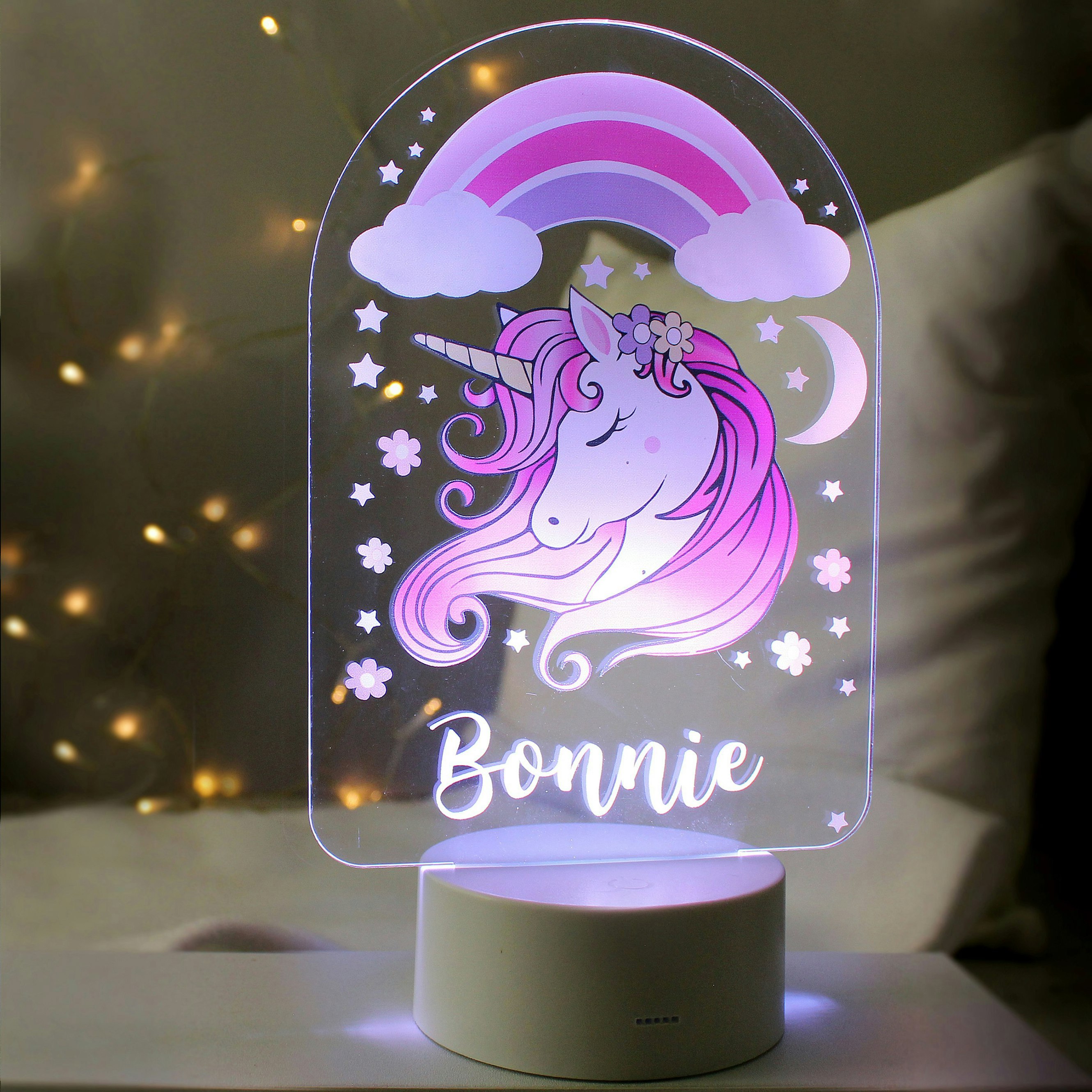 Rackhams Pink/Light Personalised Unicorn Led Colour Changing Night