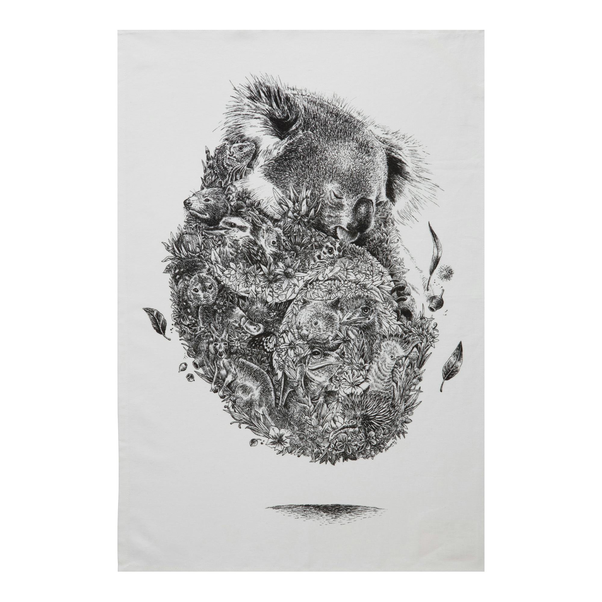 Rackhams White Marini Ferlazzo Koala Tea Towel - Cotton - Tea Towel