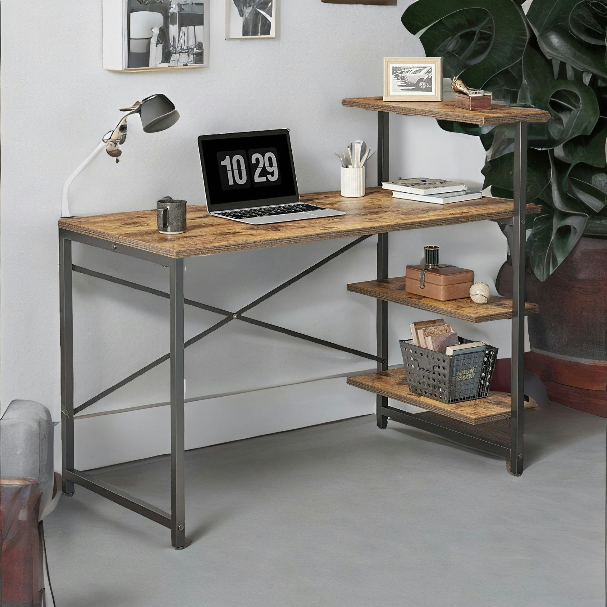 Rackhams Industrial 4 Tier Writing Desk With Steel Frame