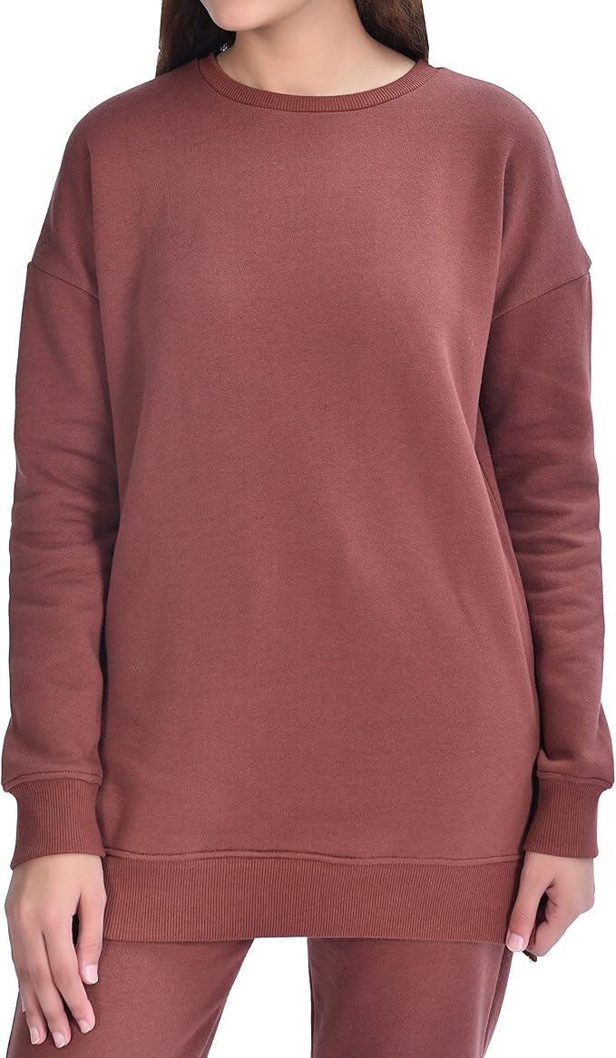 Smart Living Women's Casual Polycotton Crew Neck Sweatshirt - Chocolate - Xl