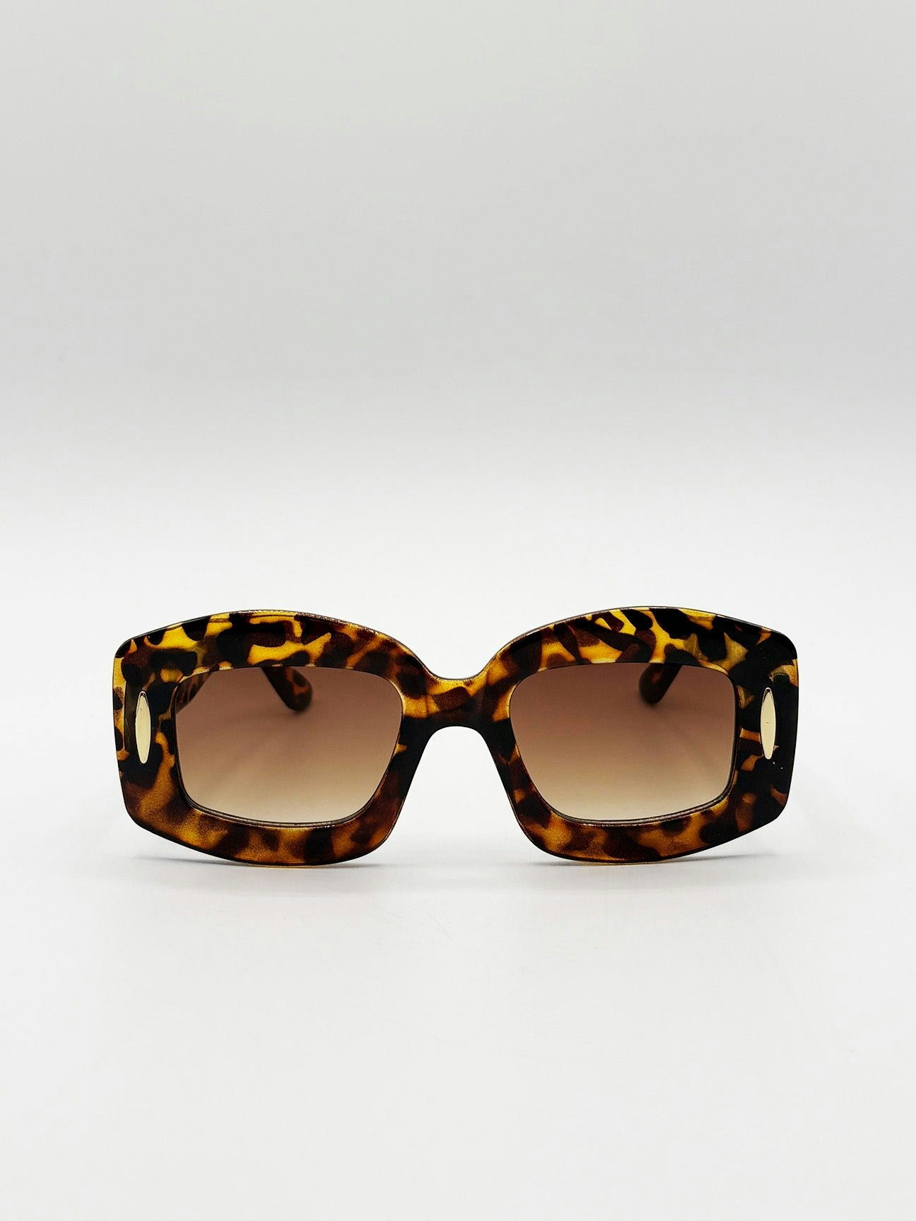 Svnx Brown Oversized Chunky Rectangle Sunglasses In Tortoise - One Size - Tortoise