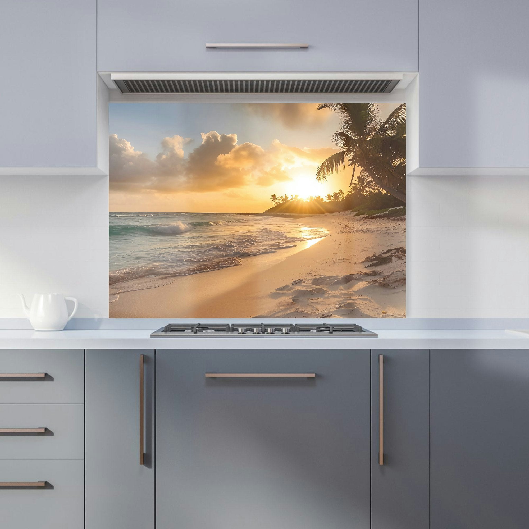 Warren Reed Light/Golden - Designer Sunrise In Paradise Kitchen Splashback - W900mm X H650mm