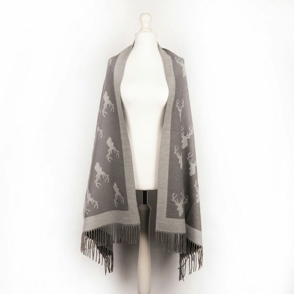 Heritage Traditions Grey Super Soft Jacquard Scarf - Stag