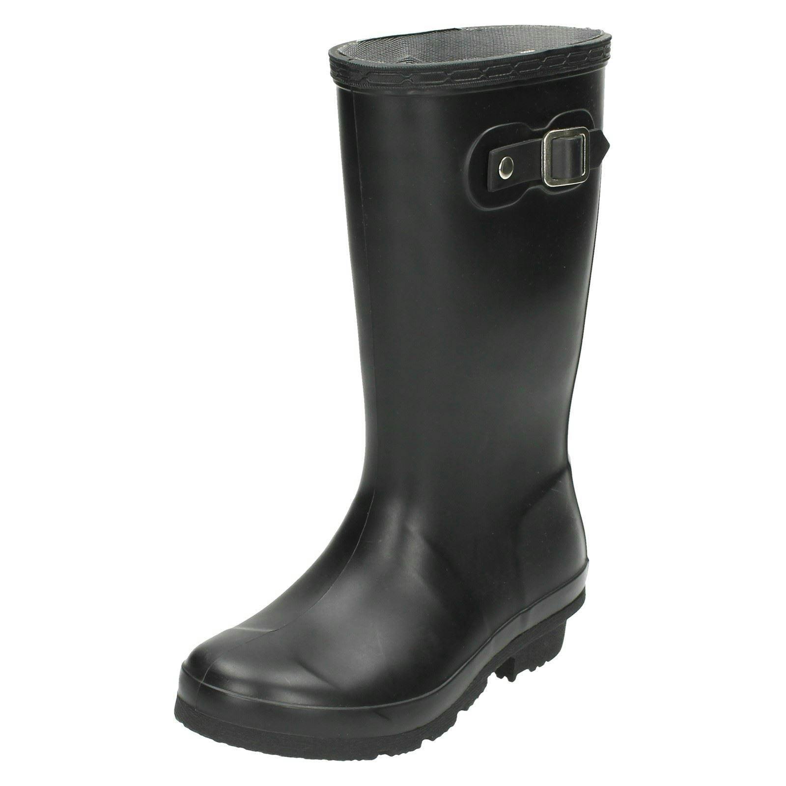 Spot On Black Childrens Buckle Detail Wellington Boots - Uk 11 Child