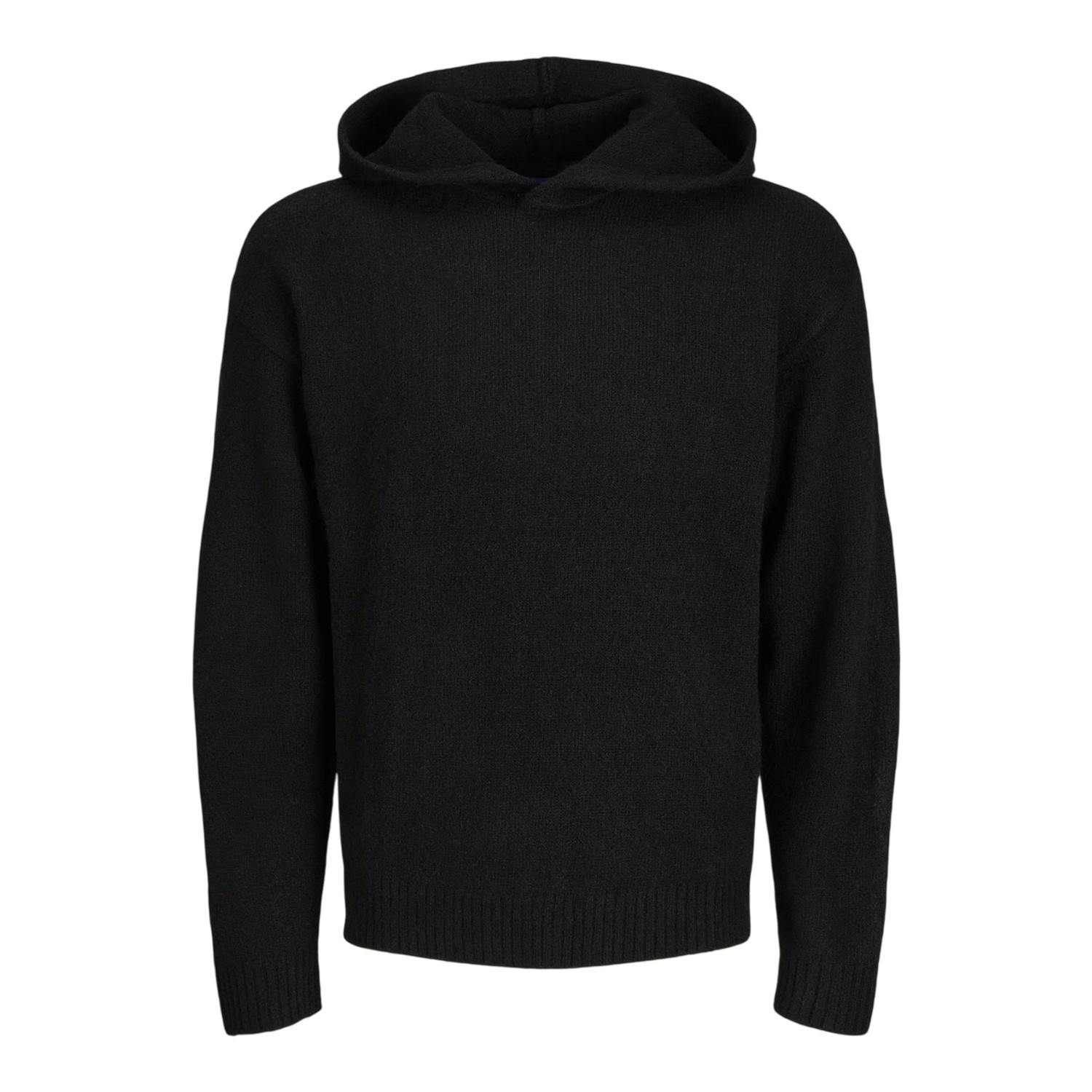 Jack And Jones Men's Black Ollie Knitted Hoodie - S - 100% Mixed