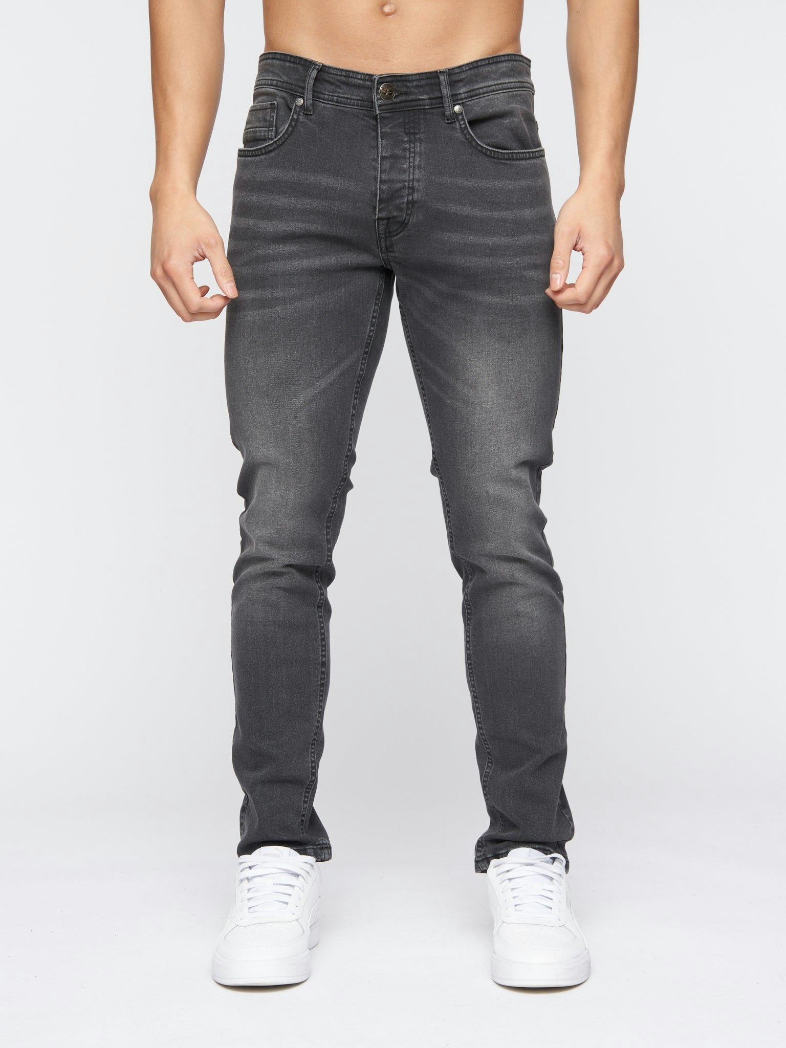 Crosshatch Men's Buraca Slim Fit Denim Jeans Charcoal Wash - W32 L32
