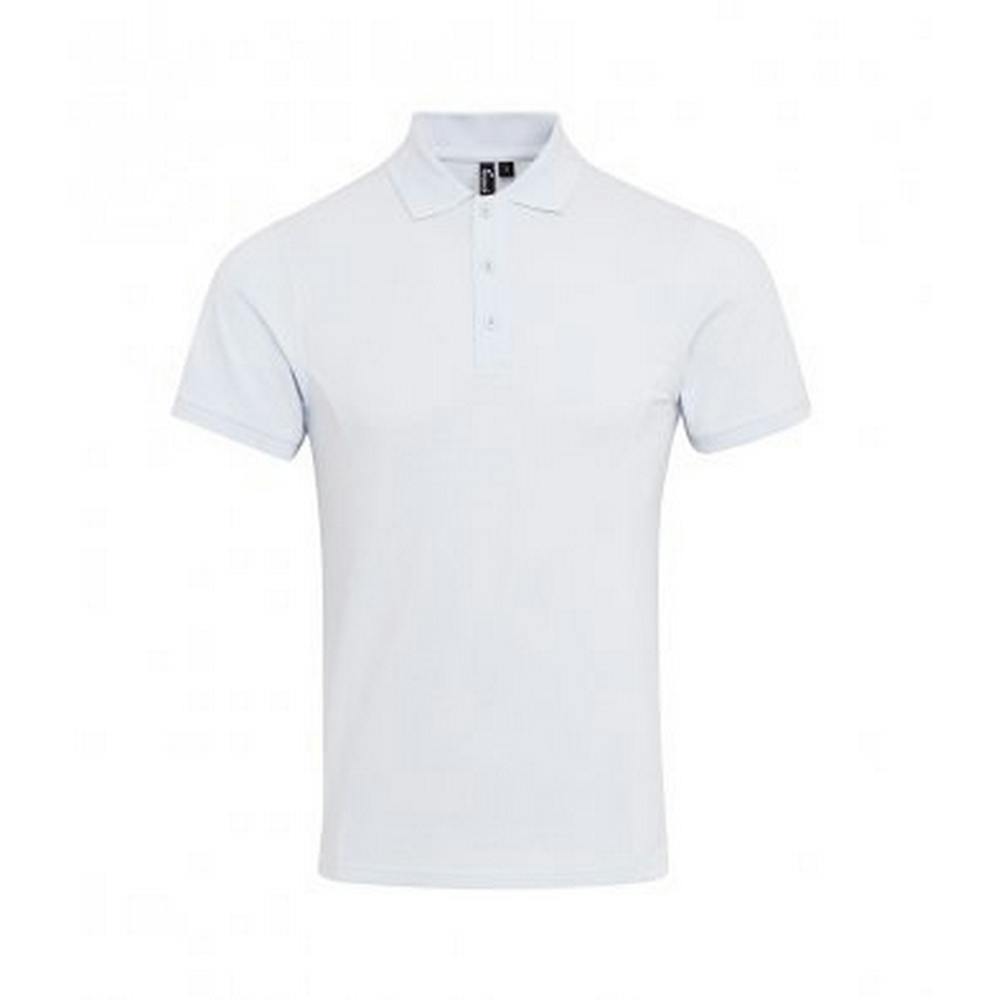 Premier Men's White Coolchecker Plus Piqu Polo Shirt In | Size: Medium - Image 3