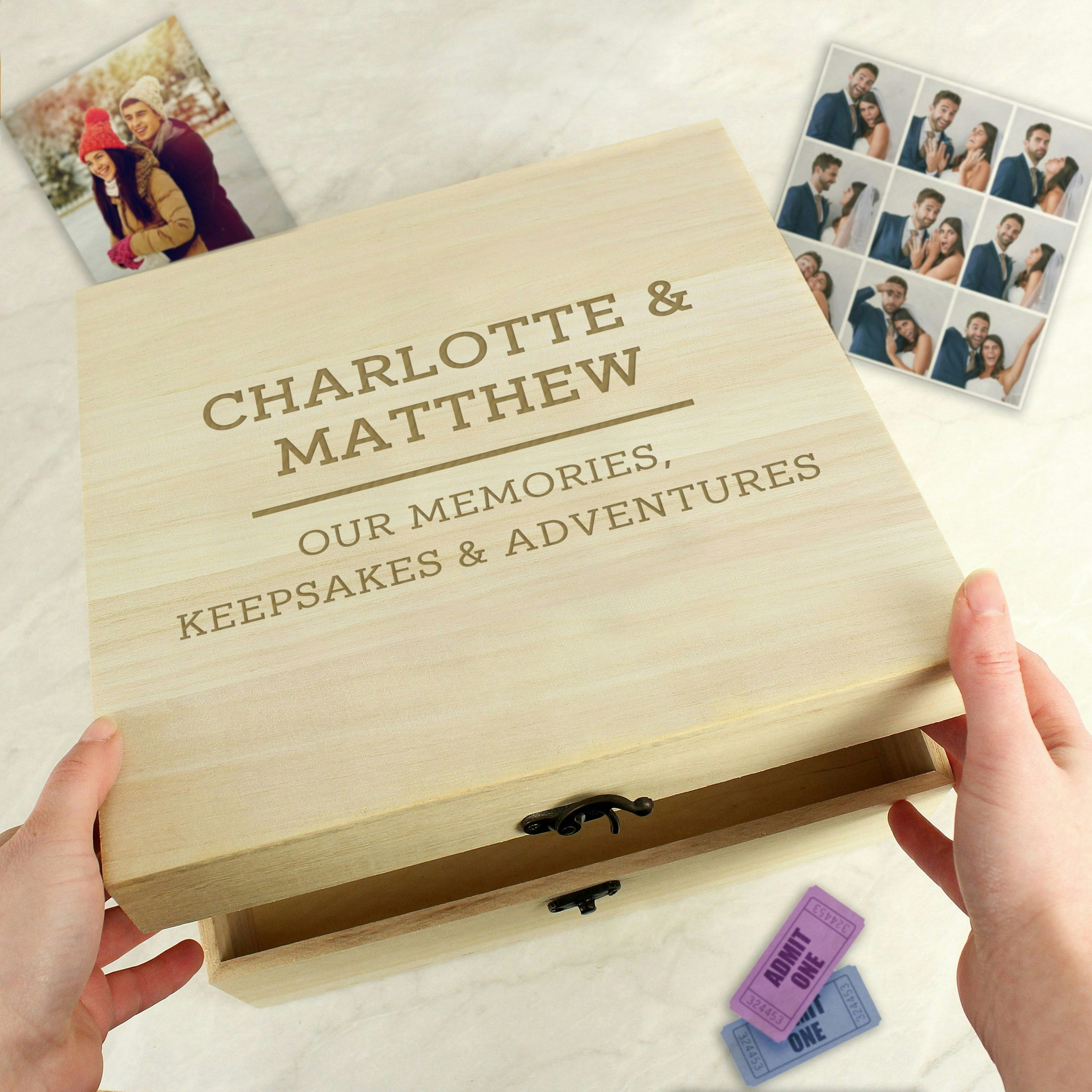 Personalised Memento Company Grain Personalised Any Message Large Wooden Keepsake Box