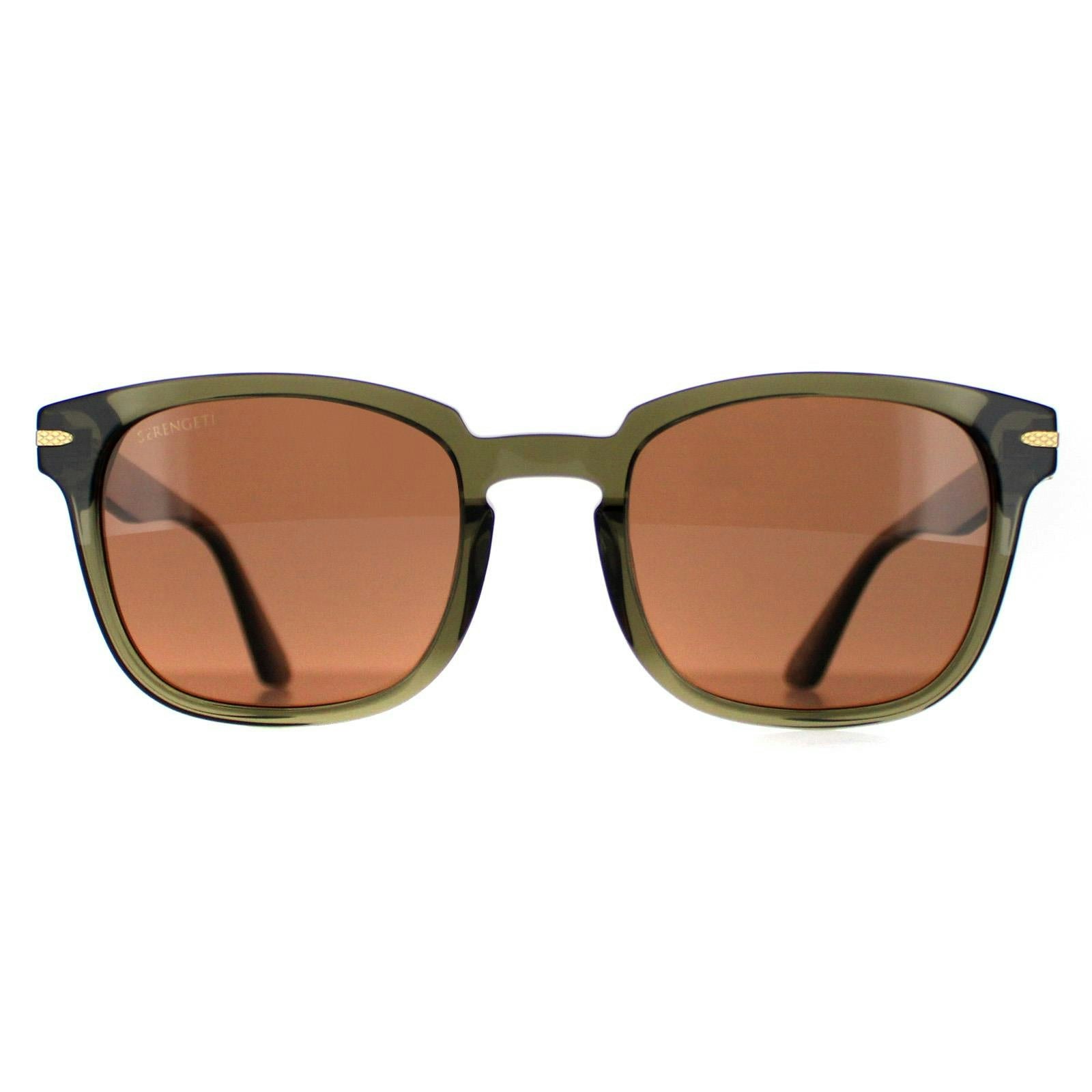 Serengeti Men's Dark/Green Ethan Shiny Crystal Sunglasses