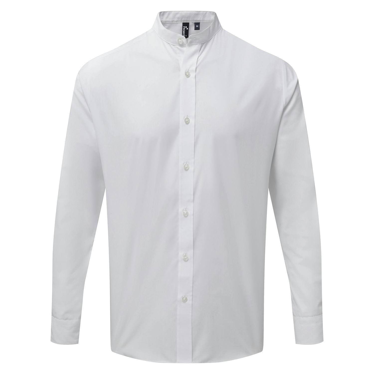Premier (L, White) Mens Grandad Collar Long-Sleeved Shirt - Image 3