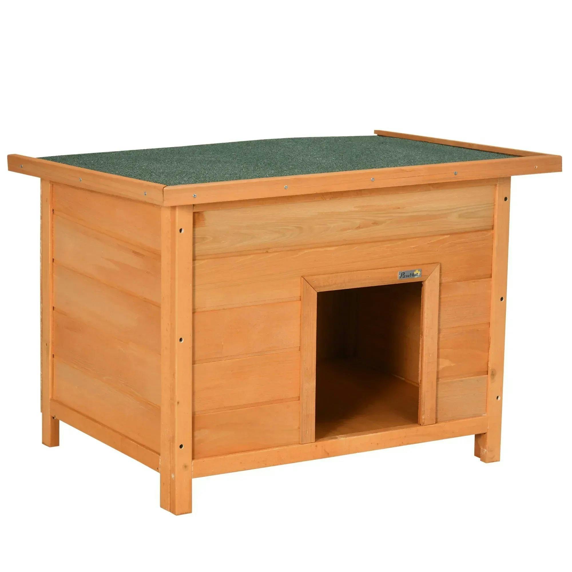 Pawhut 82Cm Elevated Dog Kennel Wooden Pet House Outdoor With Open Top - Image 7