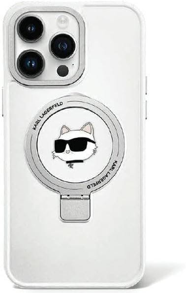 Karl Lagerfeld White Choupette Head With Magsafe & Ring Stand For Iphone 15 Pro 6.1" Transparent - Klhmp15lhmrschh