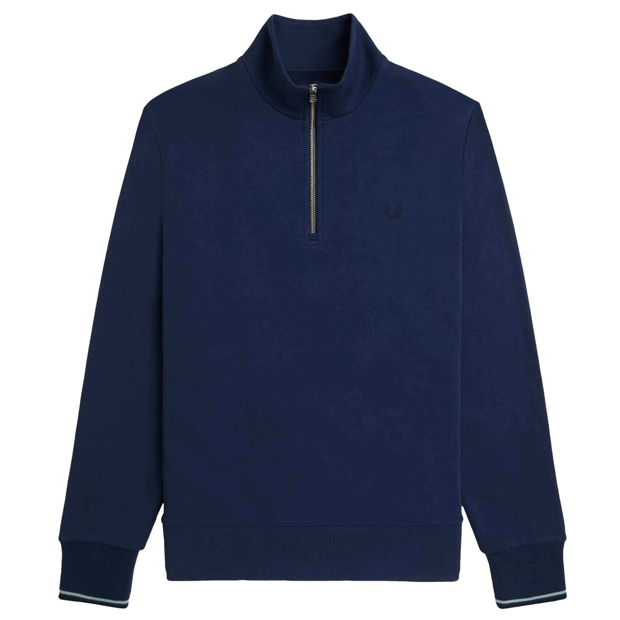 Fred Perry Blue Half Zip Sweatshirt - Tennis - Medium
