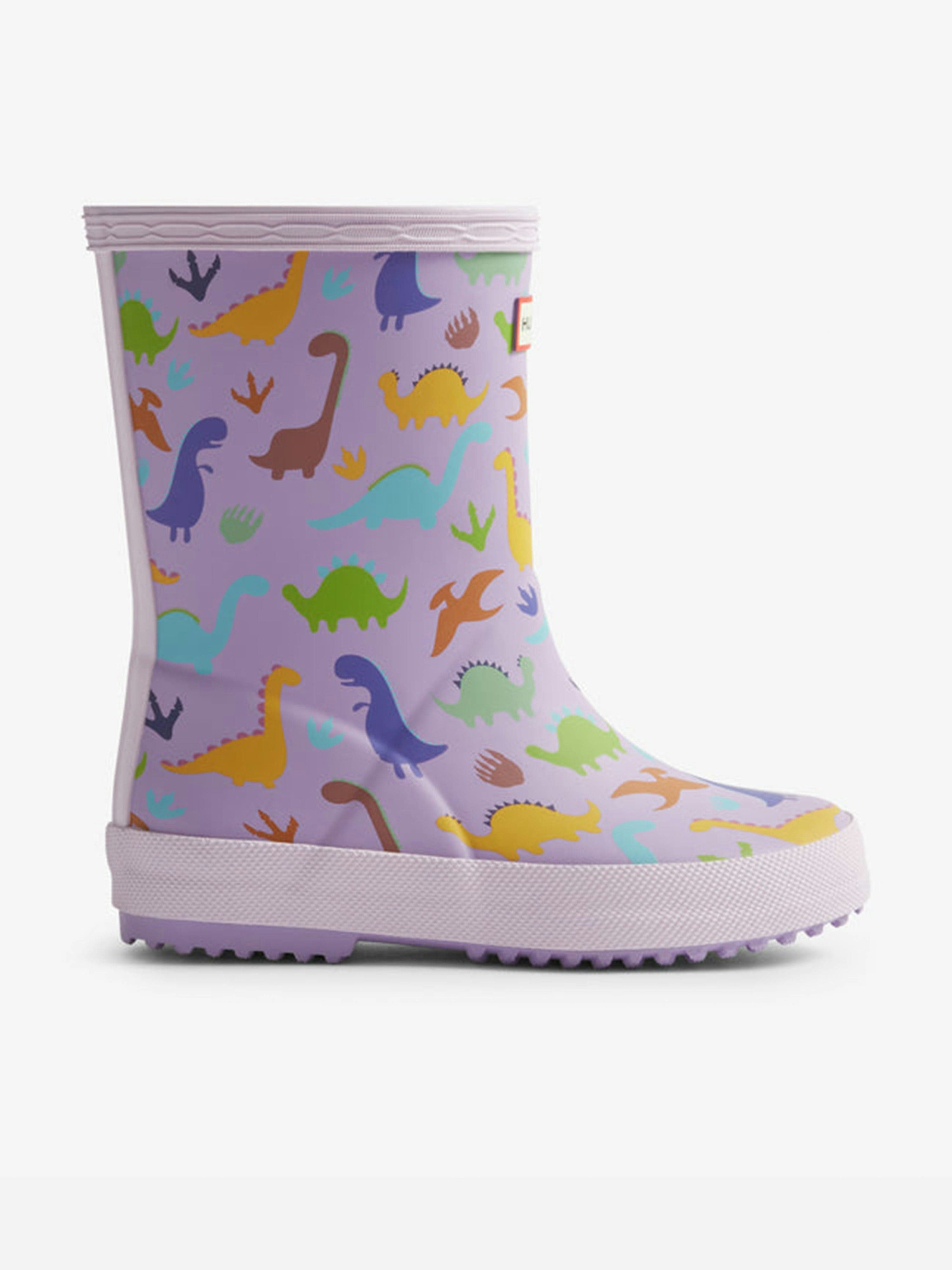 Hunter Unisex Kids Purple Kids First Dinosaur Print Wellington Boots In - Eu 32 Uk 2