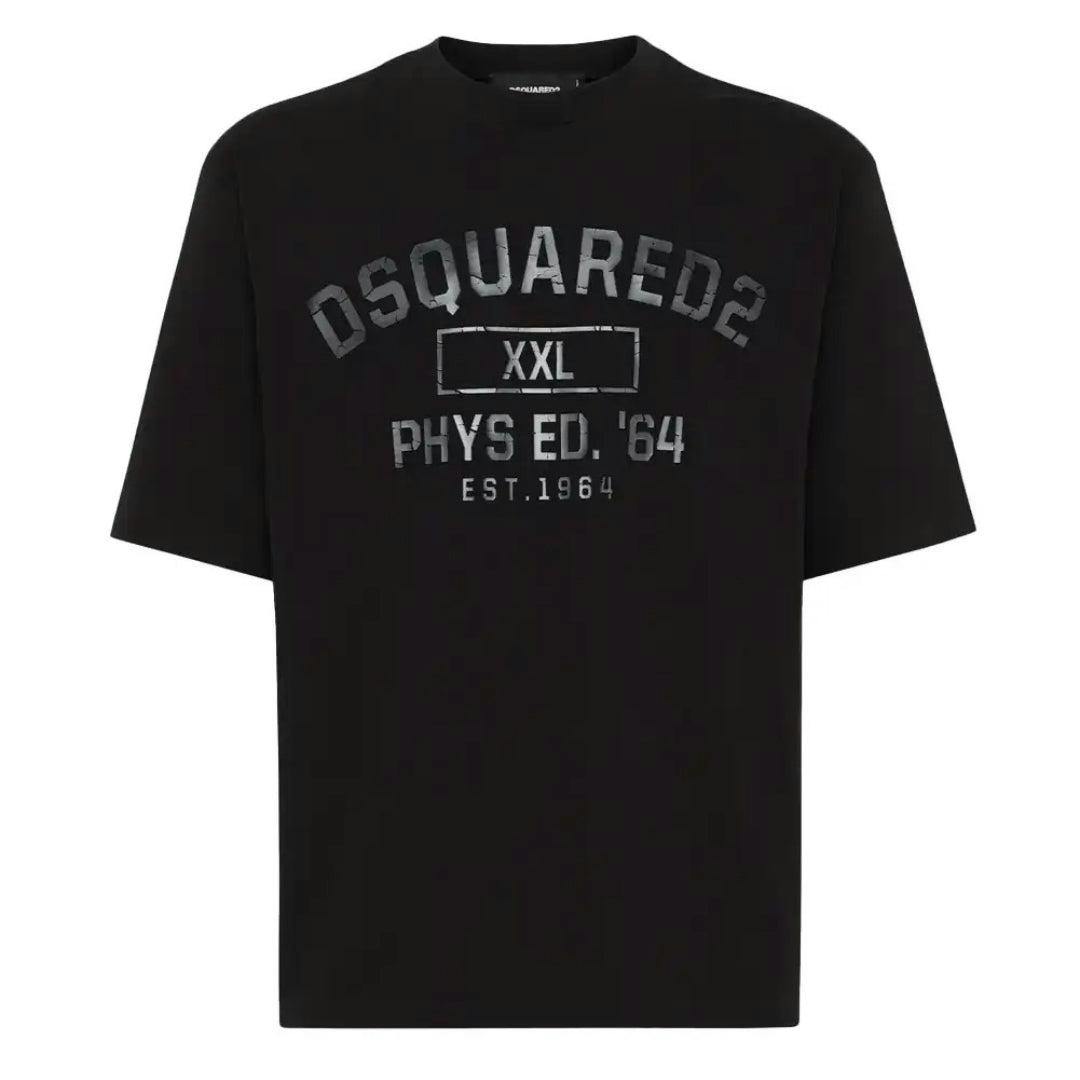 Dsquared2 Men's Black Phys Ed Military Logo T-Shirt - S - 100% Cotton