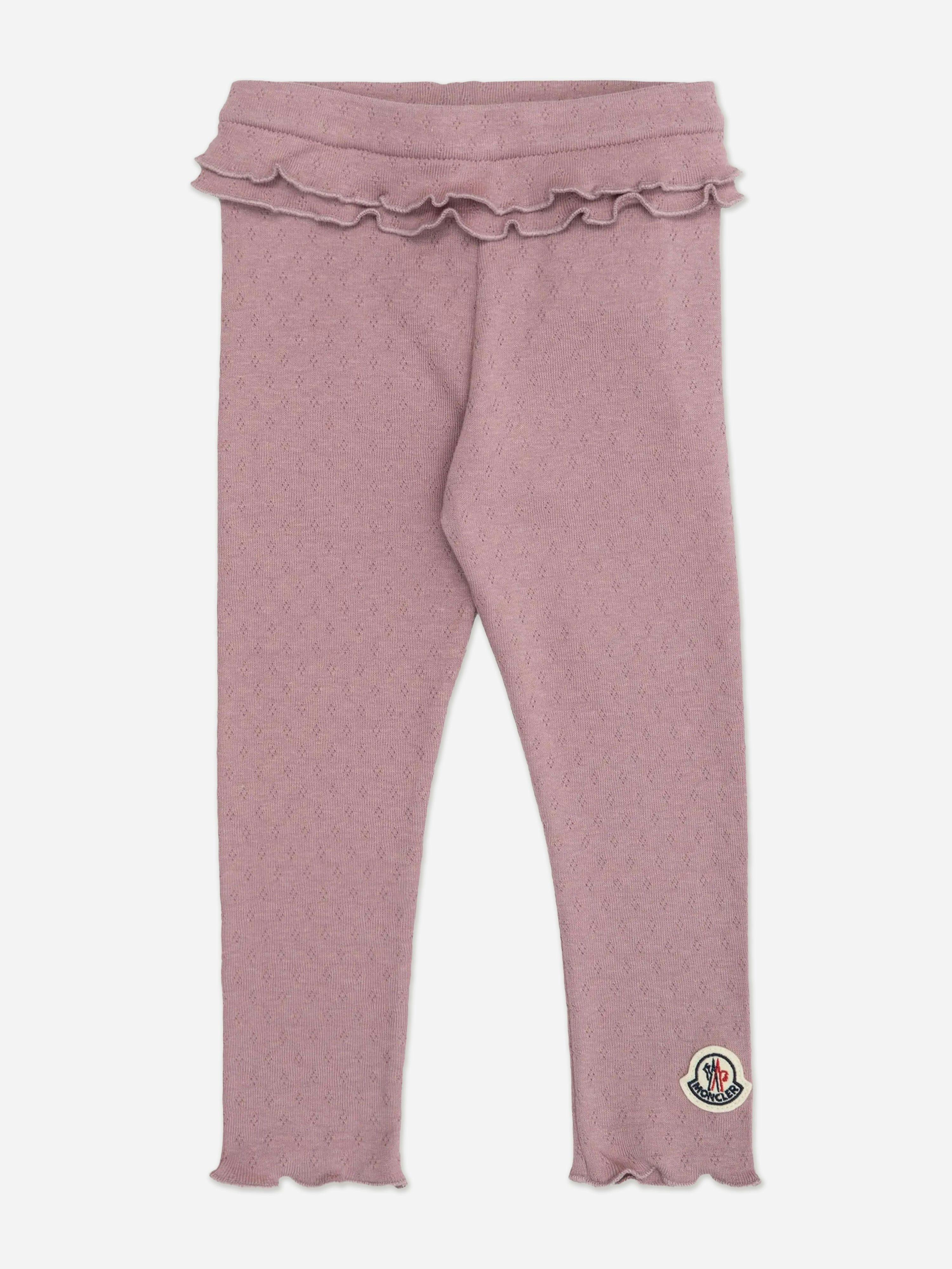 Moncler Enfant Women's Pink Baby Girls Ruffle Logo Leggings In - 12 - 18 Mths
