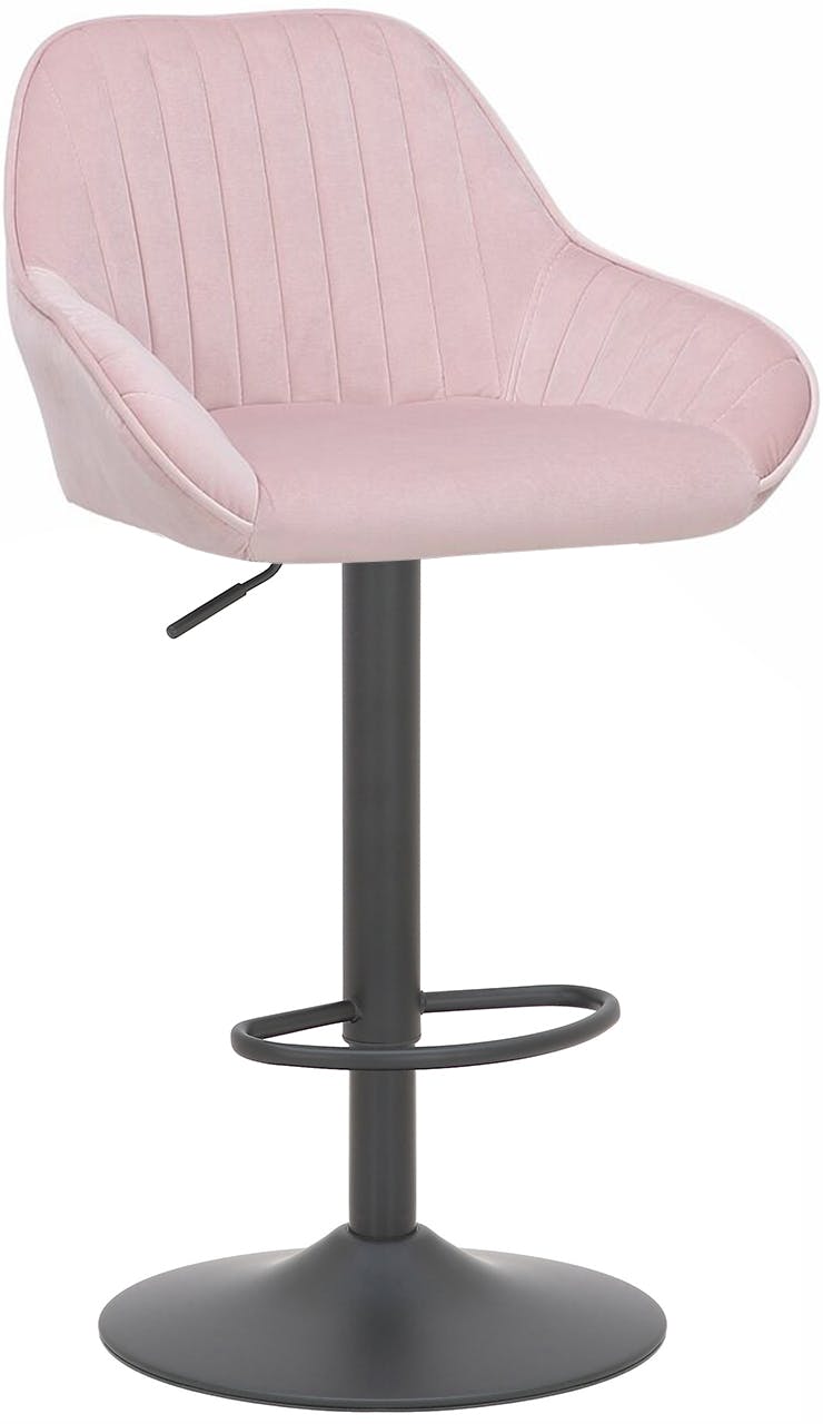 Lamboro Black/Pink Velluto Matt Velvet Kitchen Bar Stool, Height Adjustable Swivel Gas Lift, Padded Seat & Backrest, Matt Footrest,