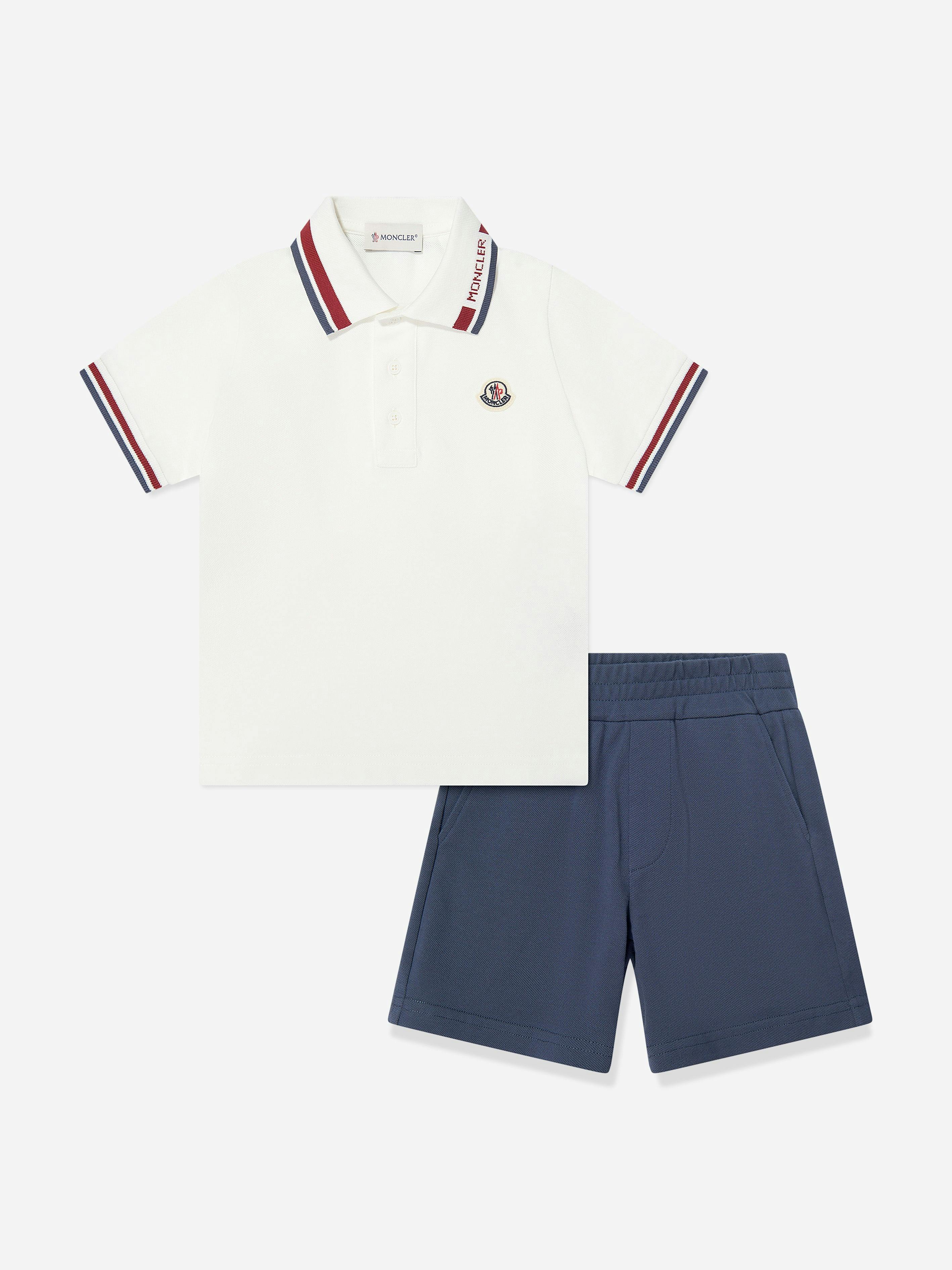 Moncler Enfant Boys Blue Polo Shirt And Shorts Set In - 4 Yrs