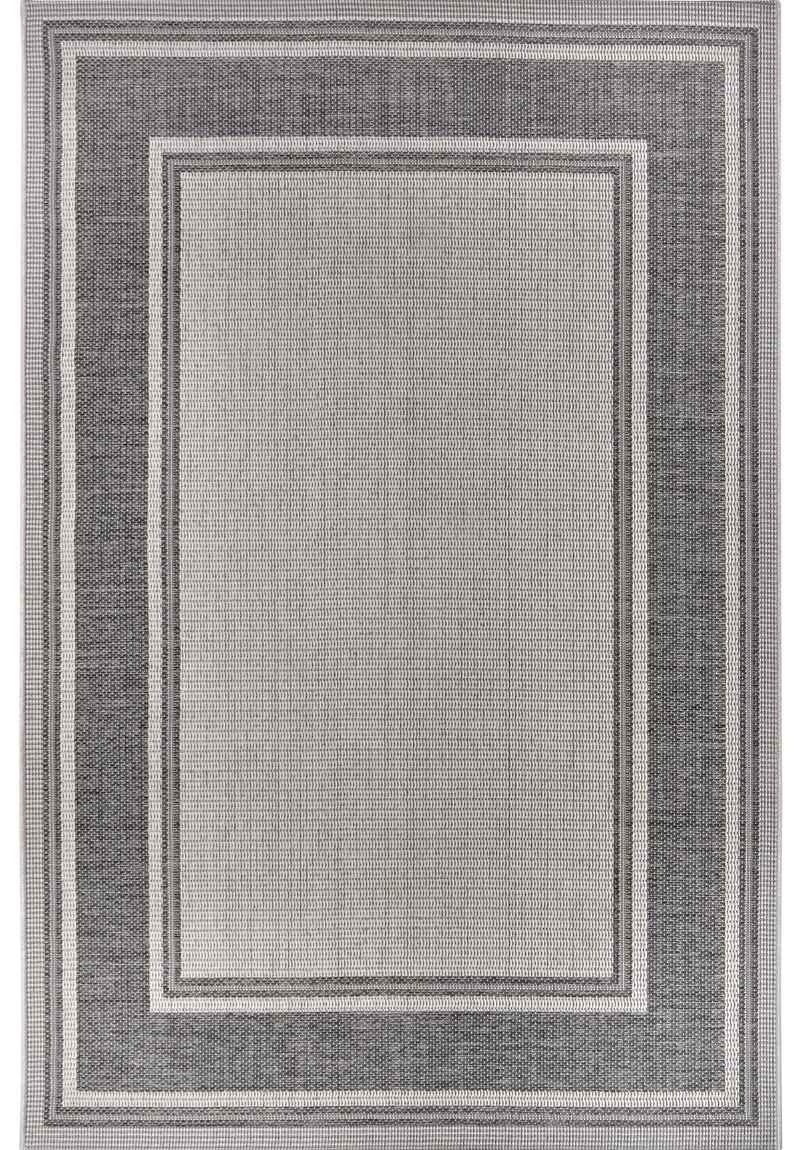 Rackhams Grey Indoor & Outdoor Tribal Bordered Rug – - 76X150 Cm