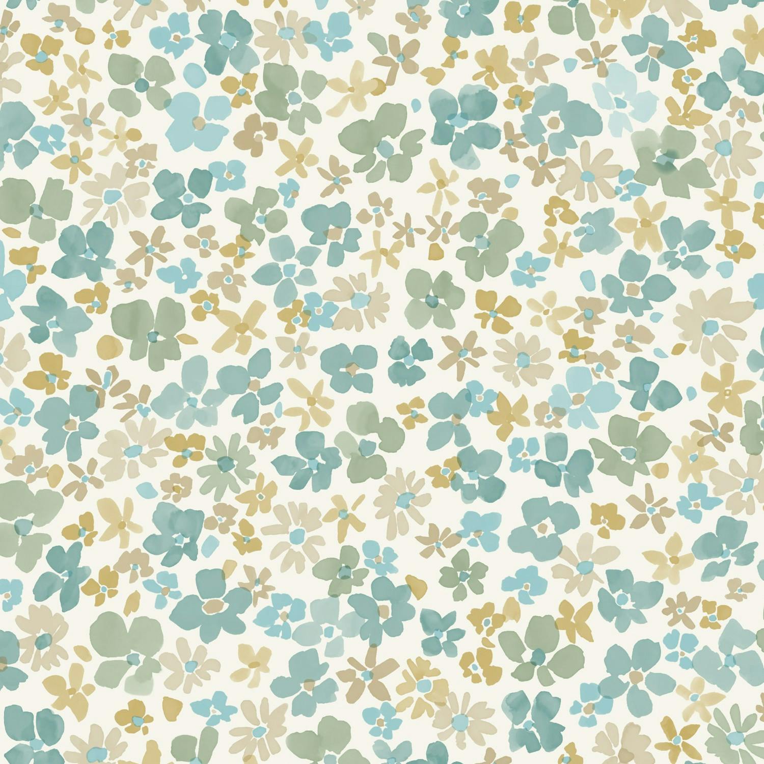 Grandeco Green Veronica Ditsy Daisy Floral Nursery Textured Wallpaper, Teal