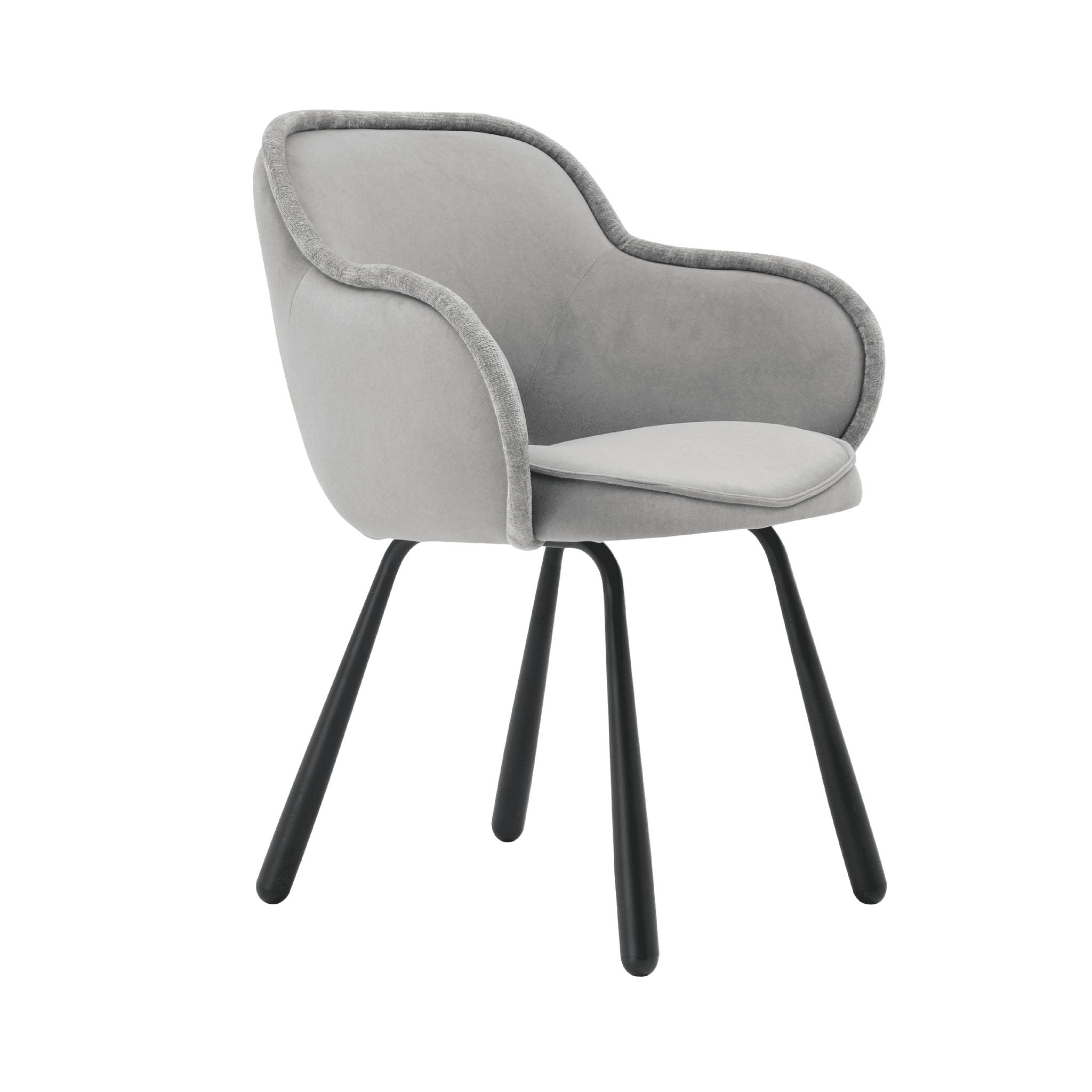 Rackhams Grey Juliette Sculpted Back Dining Chairs – Velvet (Set Of 2)