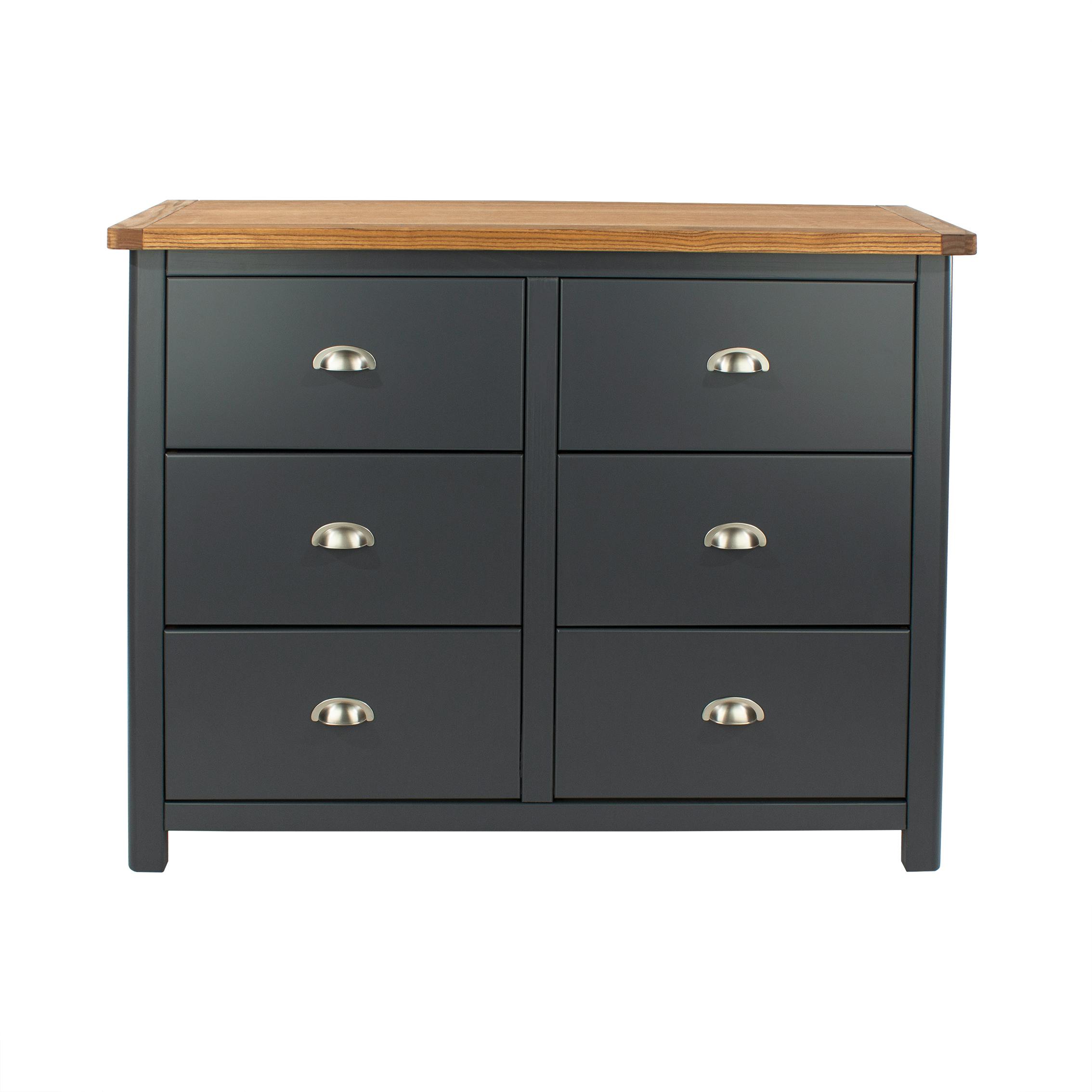Rackhams Blue Dunkeld 3 + 3 Wide Chest Of Drawers - Midnight