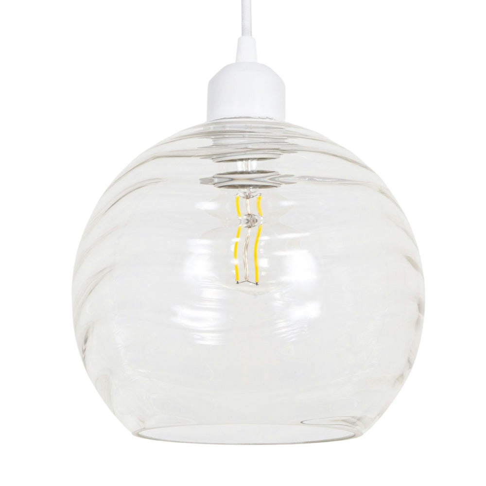 Rackhams Modern Designer Clear Circular Ribbed Glass Non Electric Pendant Lamp Shade