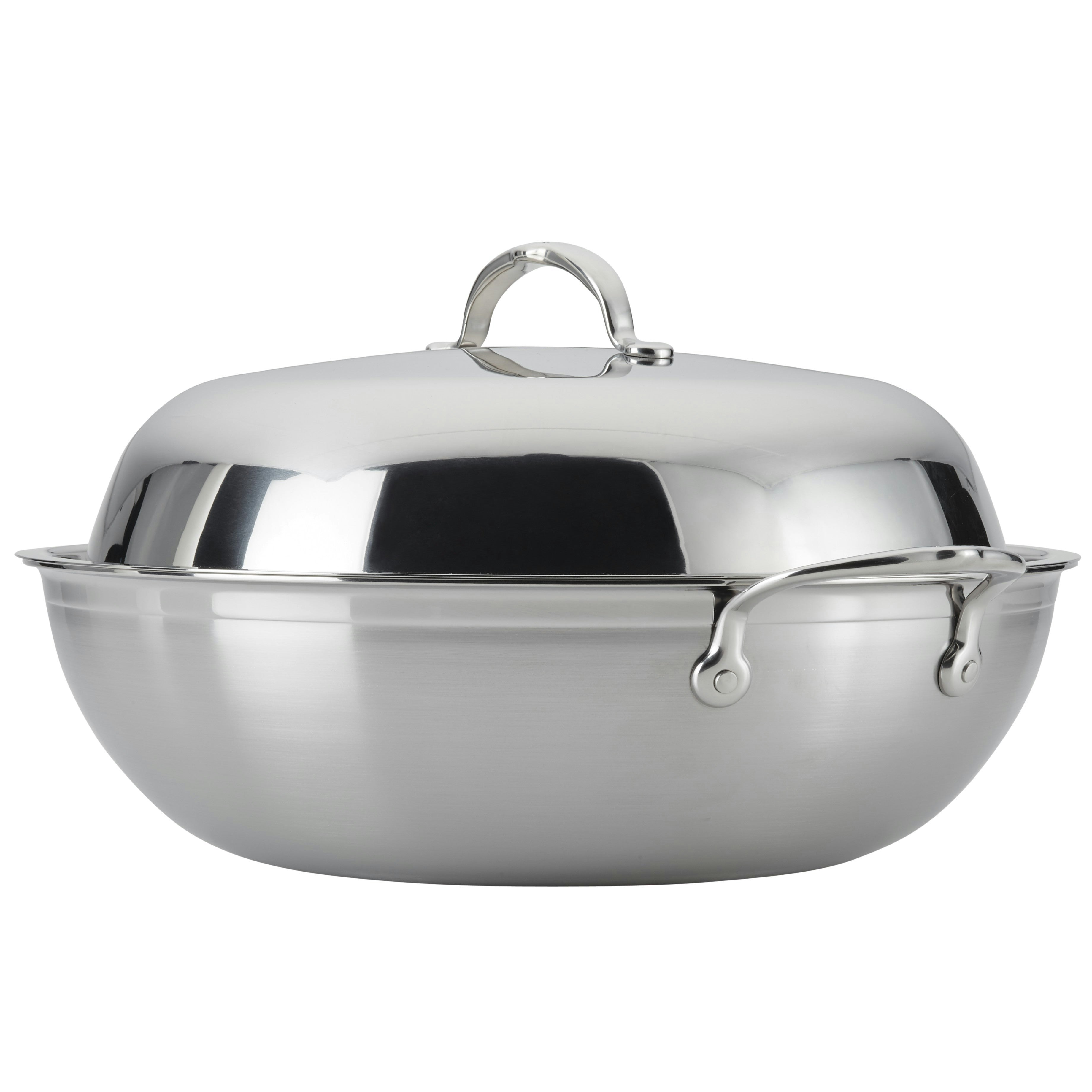 Rackhams Probond Induction Stainless Steel Wok & Lid - 36Cm (7L)