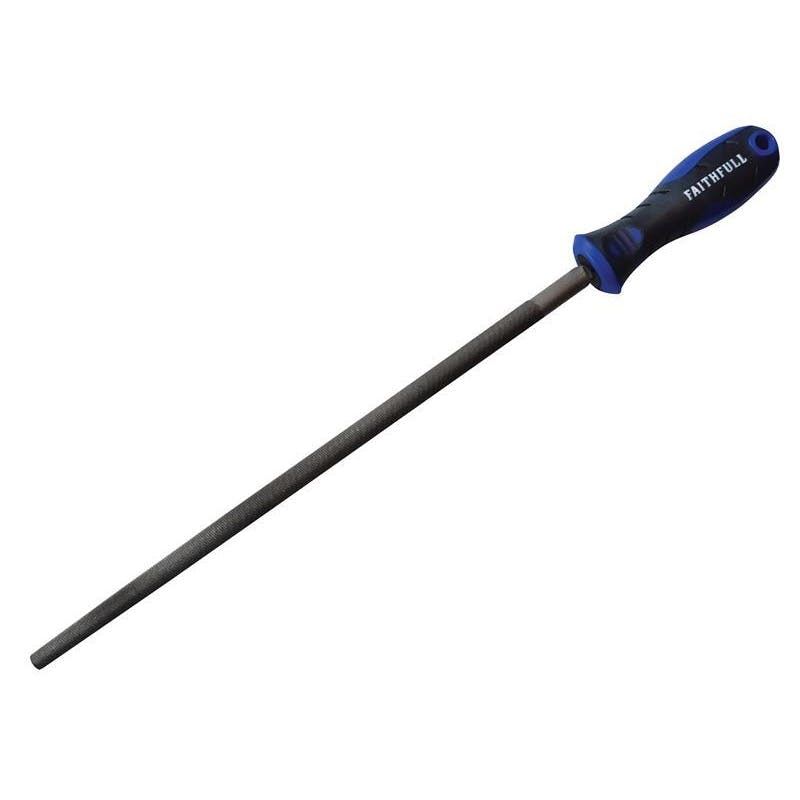 Faithfull Round Second Cut File, Handled - Multi Colour - Multi Colour - 300Mm (12In)