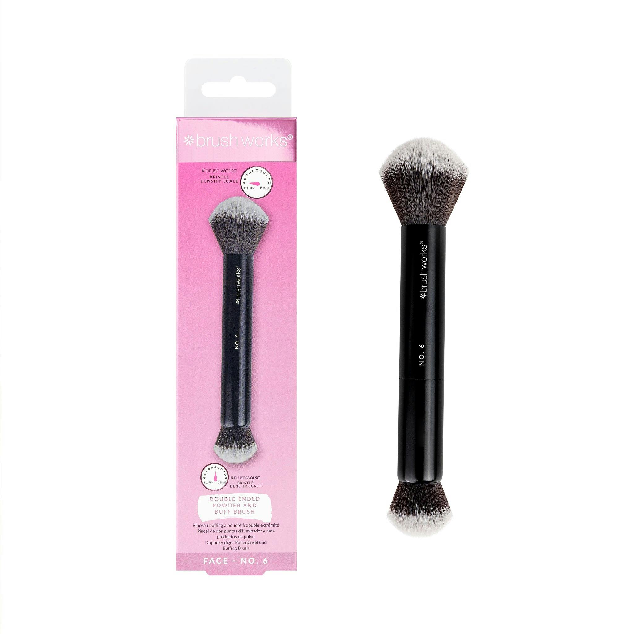 Brushworks Cream No. 6 Double Ended Powder And Buff Brush