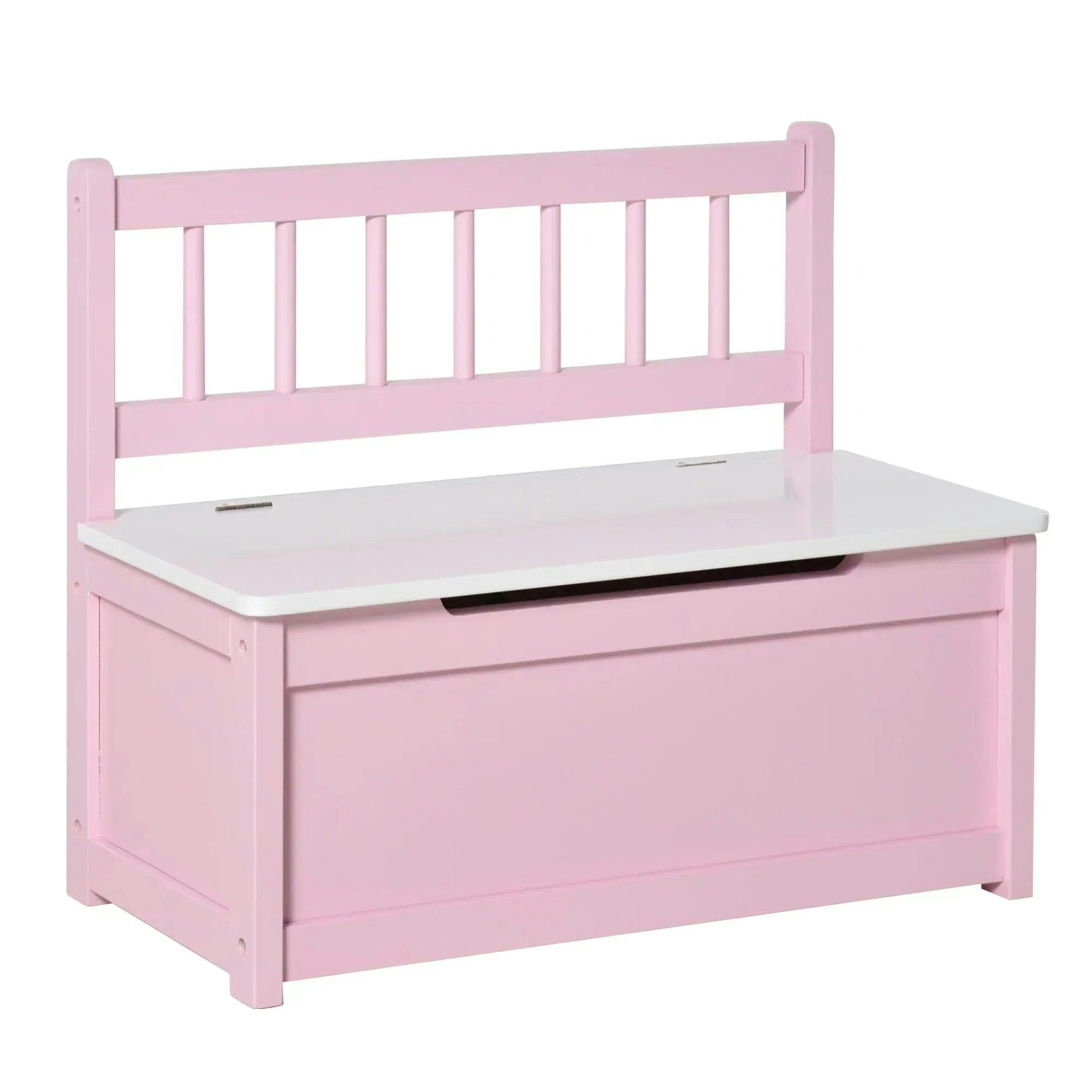2 in 1 Wooden Toy Box Kids Seat Bench Storage Chest with Pneumatic Rod - Image 8
