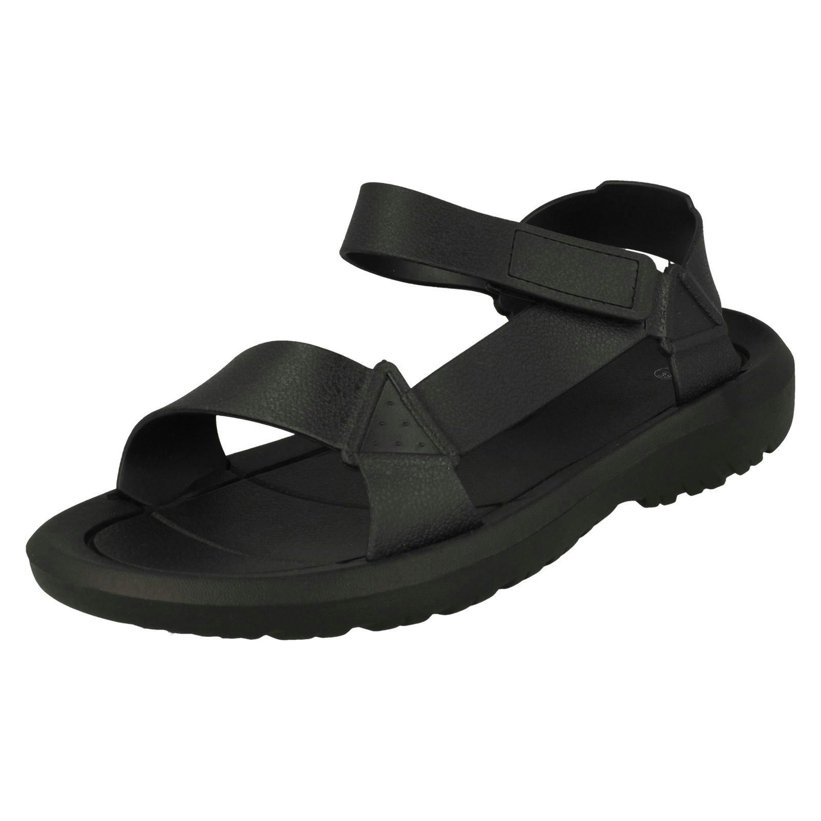 Spot On Women's Black Strappy Adjustable Sandals F00398 - Uk 6