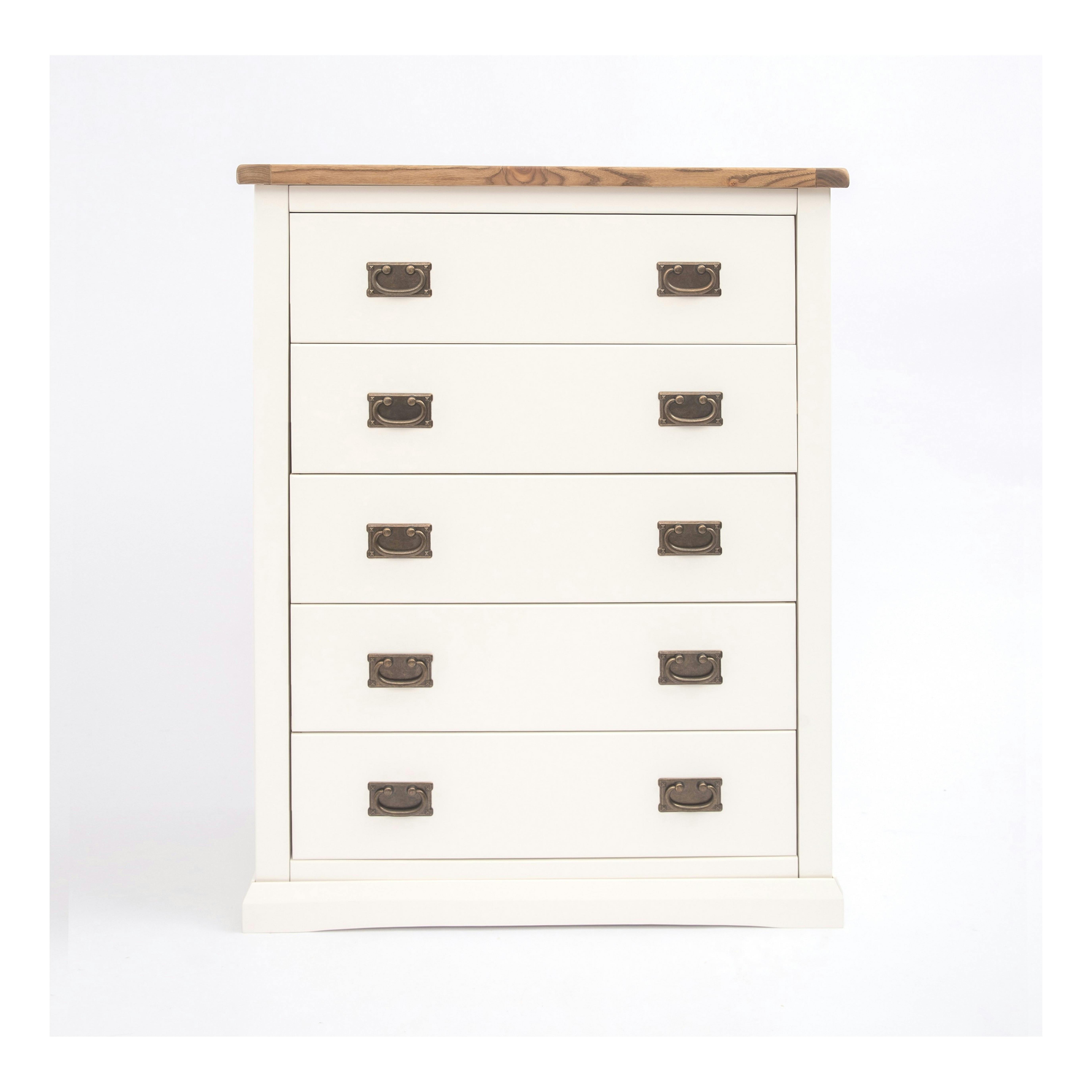 Cabinet Bits White Cosenza 5 Drawer Chest Of Drawers Bras Drop Handle - Off
